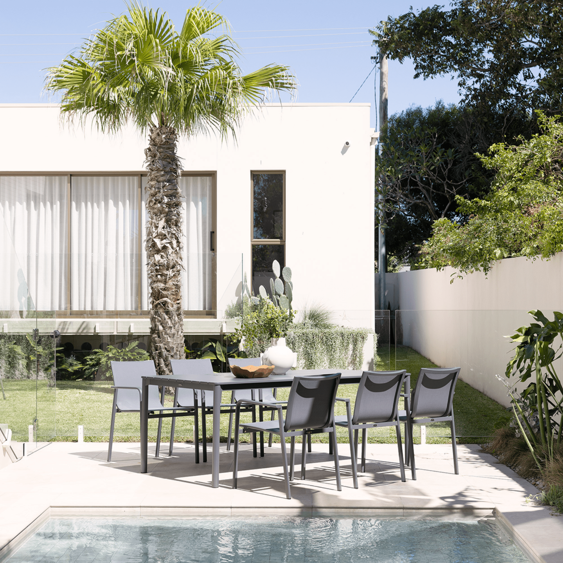 Mesa 200cm Table with Chic Dining Chairs - 7 piece Outdoor Dining Setting - Lume Outdoor Living