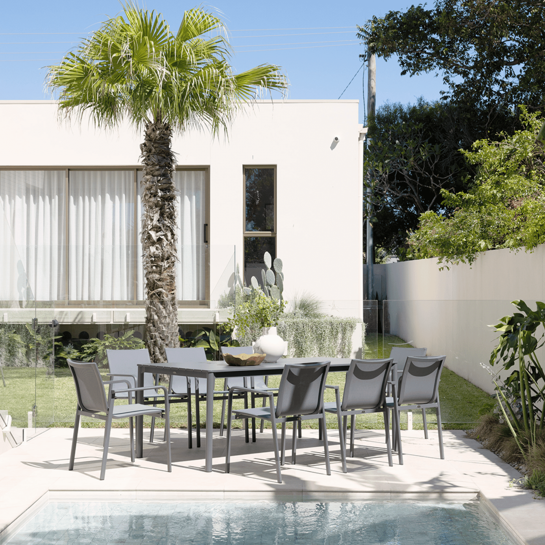 Mesa 200cm Table with Chic Dining Chairs - 9 piece Outdoor Dining Setting - Lume Outdoor Living