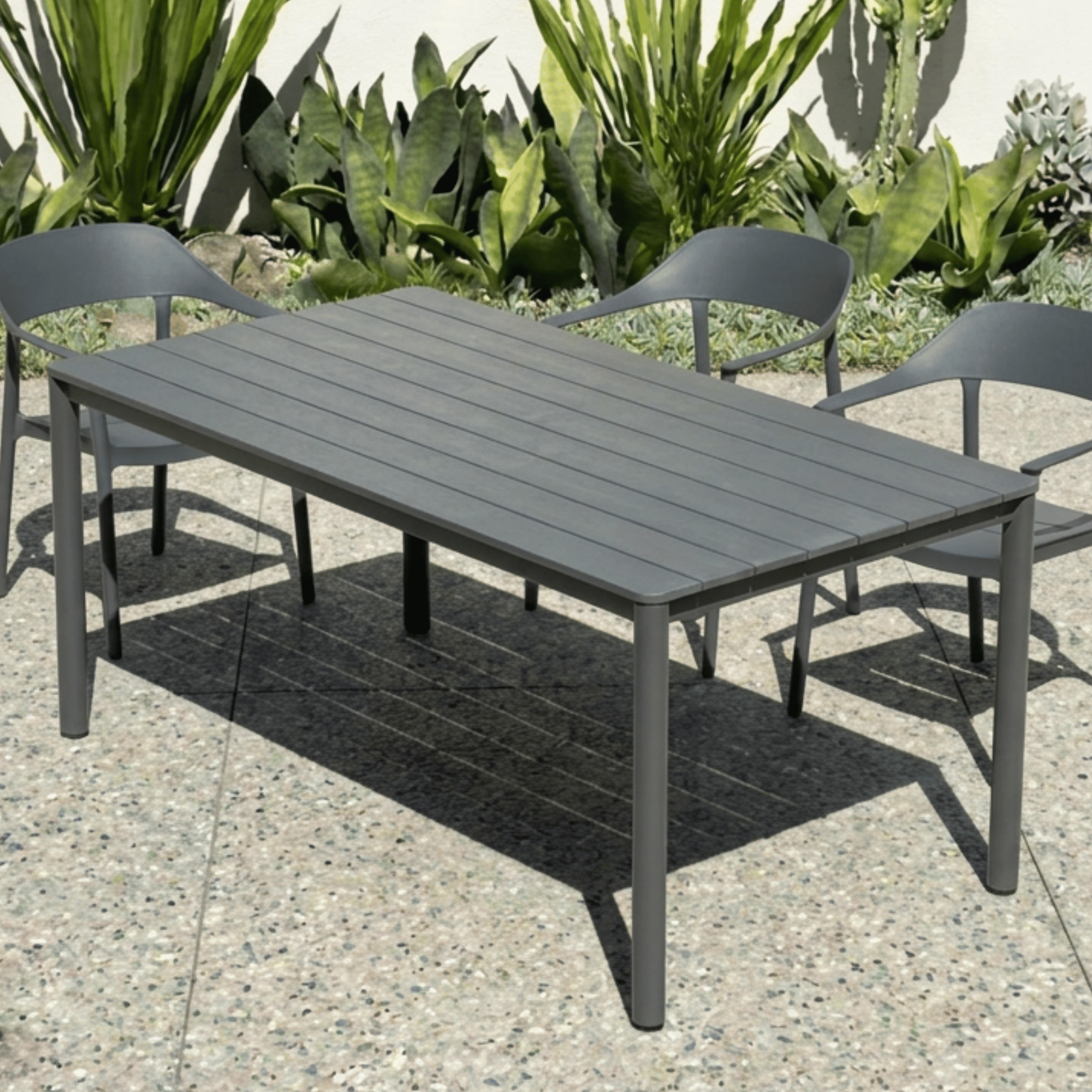 Mesa Slat 200x100cm Dining Table - Charcoal