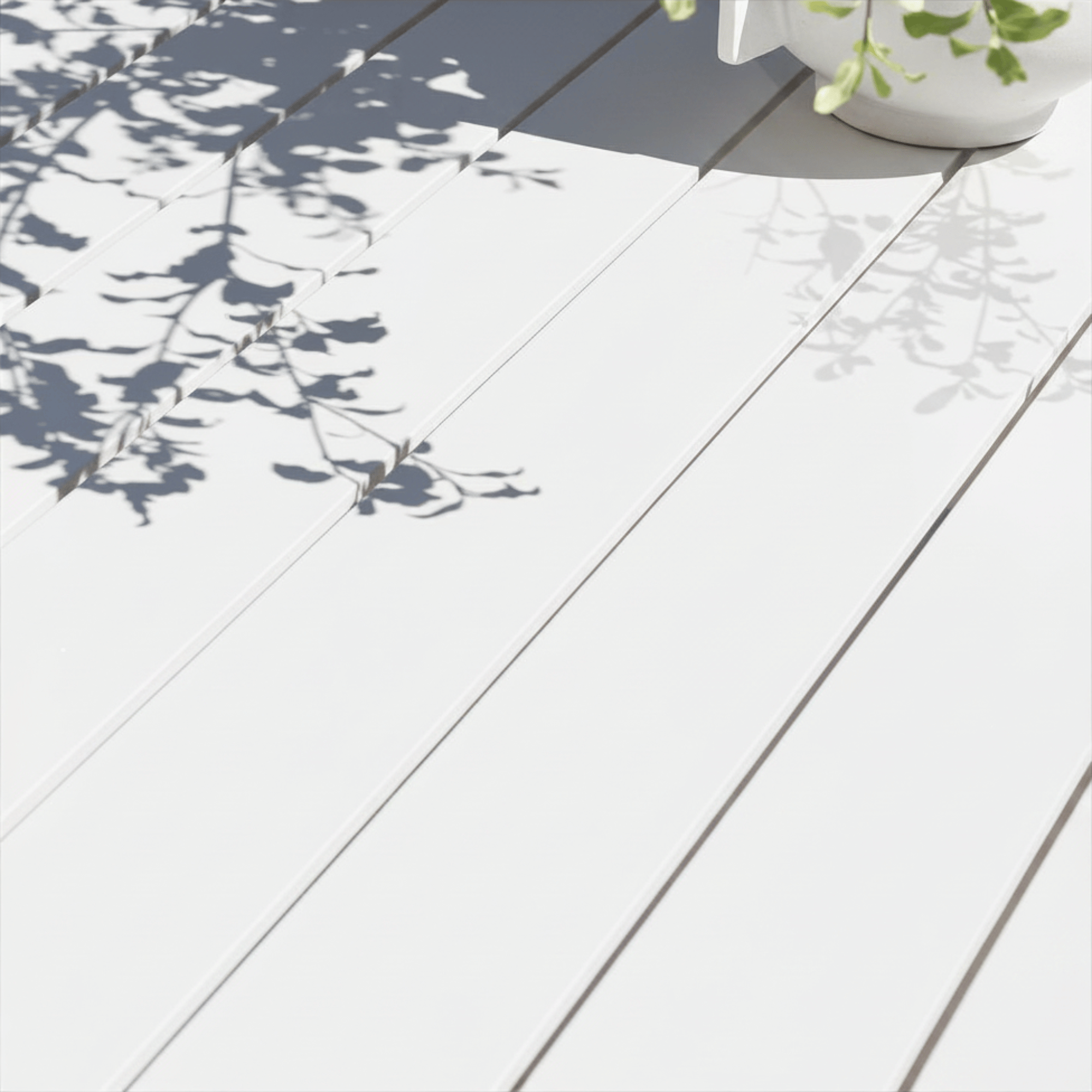 White aluminium slats tabletop