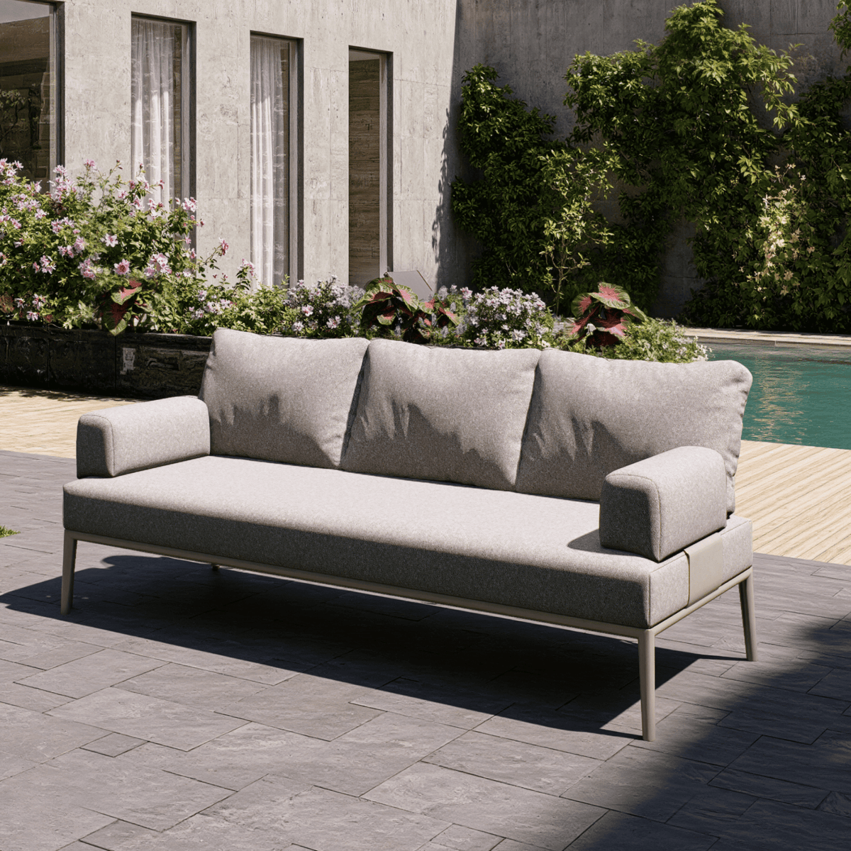 Milan Modular 3-seater Lounge Chair (2 armrests) - Cream - Lume Outdoor Living