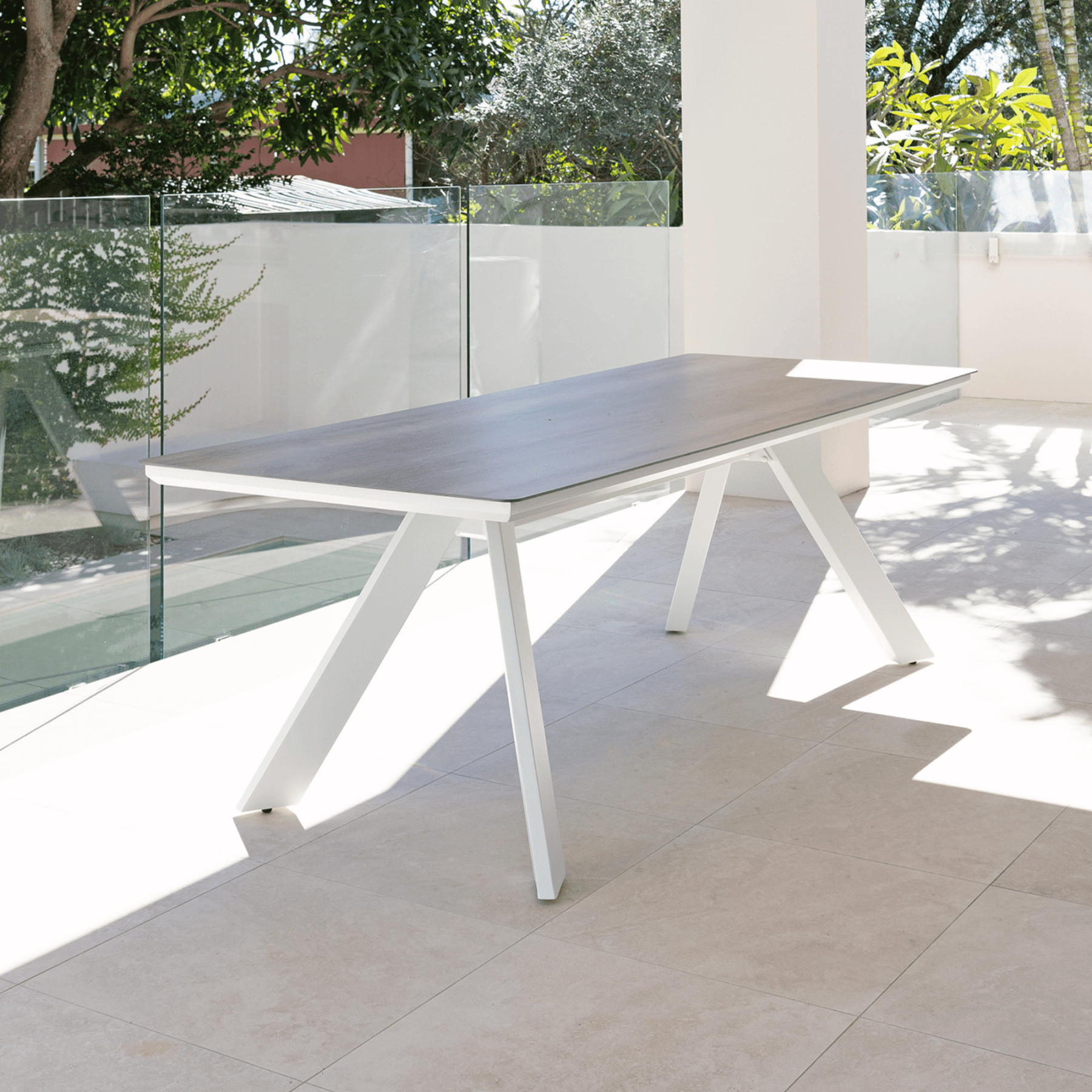 Monterrey Outdoor Dining Table 230 x 90cm White - Lume Outdoor Living