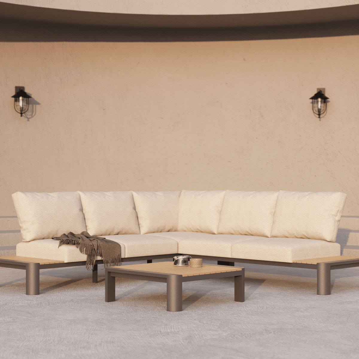 Nakarin Corner Lounge Setting with 80cm Coffee Table - Lume Outdoor Living