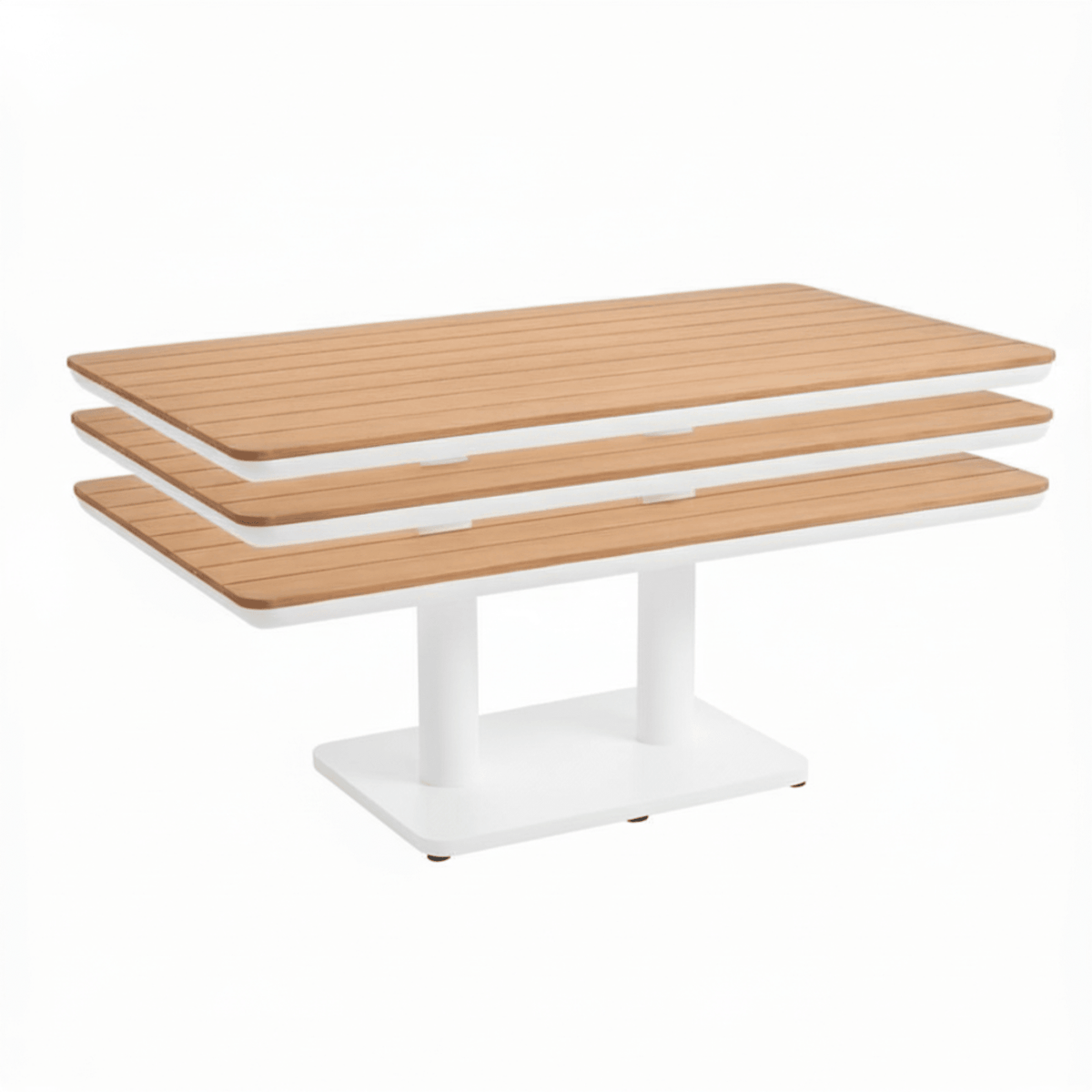 Pinehurst Adjustable Height 140x80cm Coffee to Dining Table - White - Lume Outdoor Living