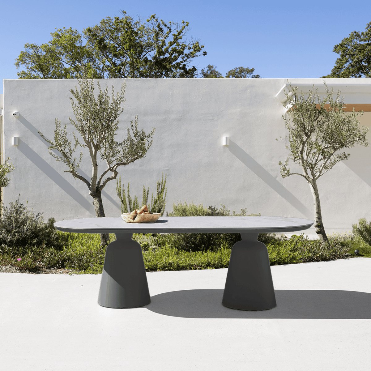 Ponte 240x110cm Pedestal Dining Table - Black - Lume Outdoor Living