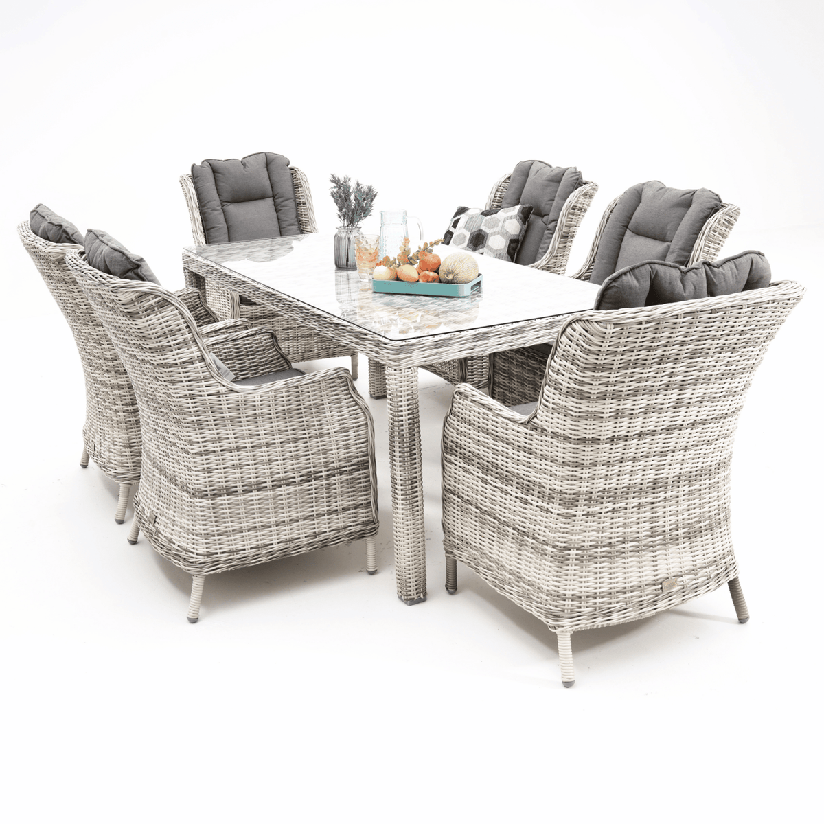 San Jose 180x90cm 7pce Dining Setting - Zen White - Lume Outdoor Living