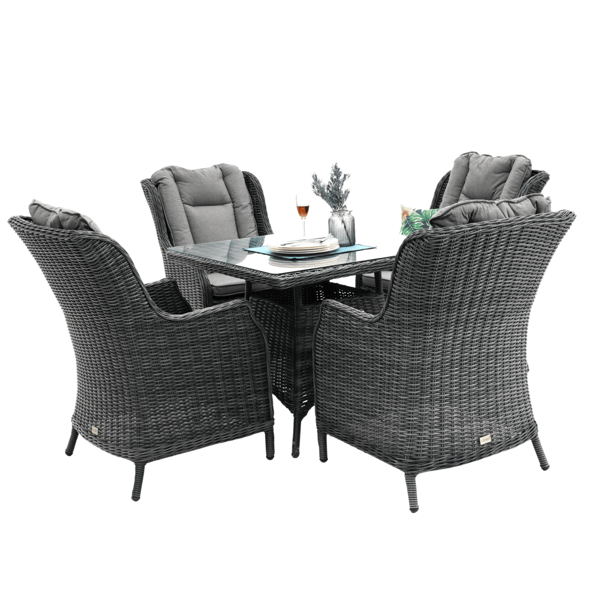 San Jose 90cm Square 5pce Dining Setting - Castle Grey - Lume Outdoor Living