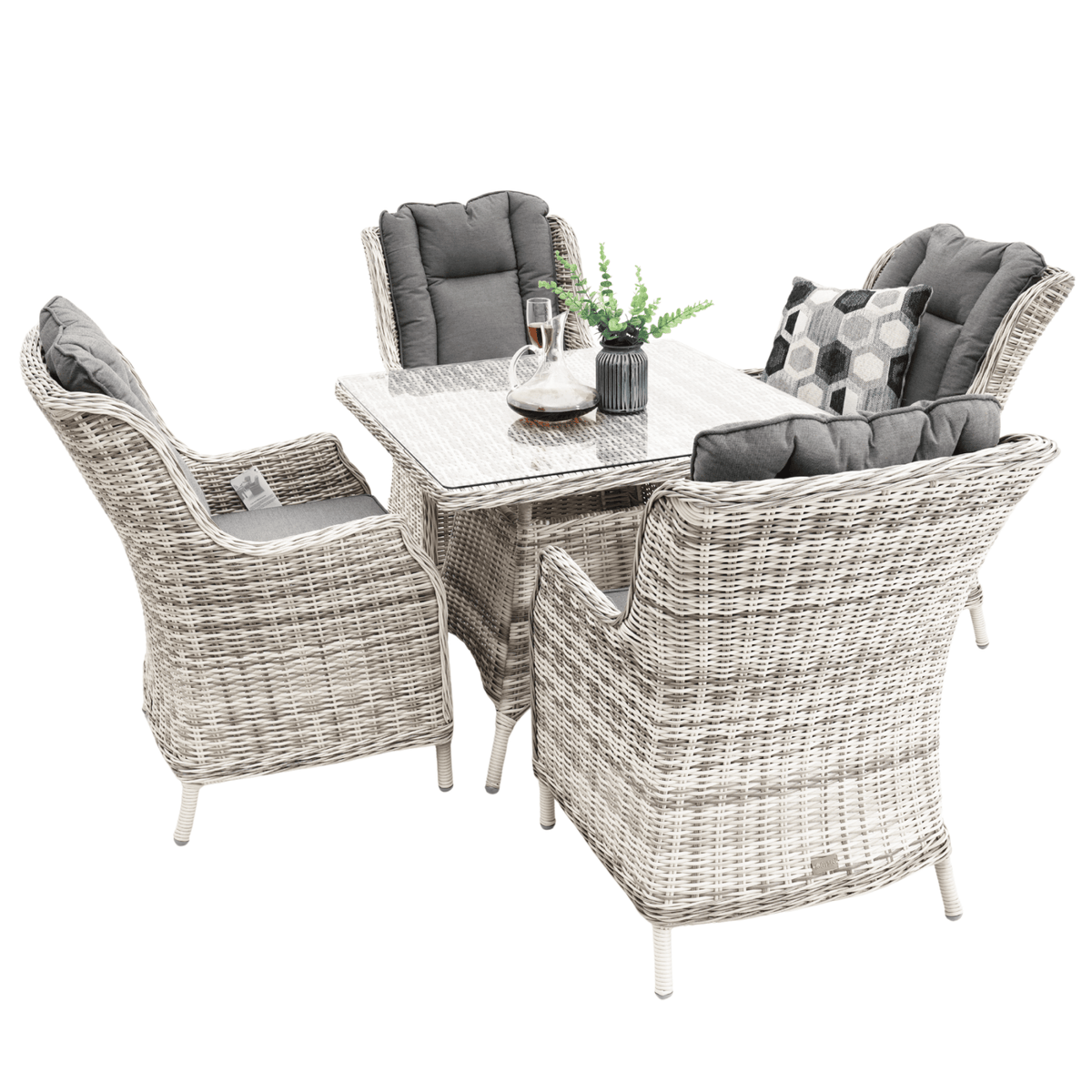 San Jose 90cm Square 5pce Dining Setting - Zen White - Lume Outdoor Living