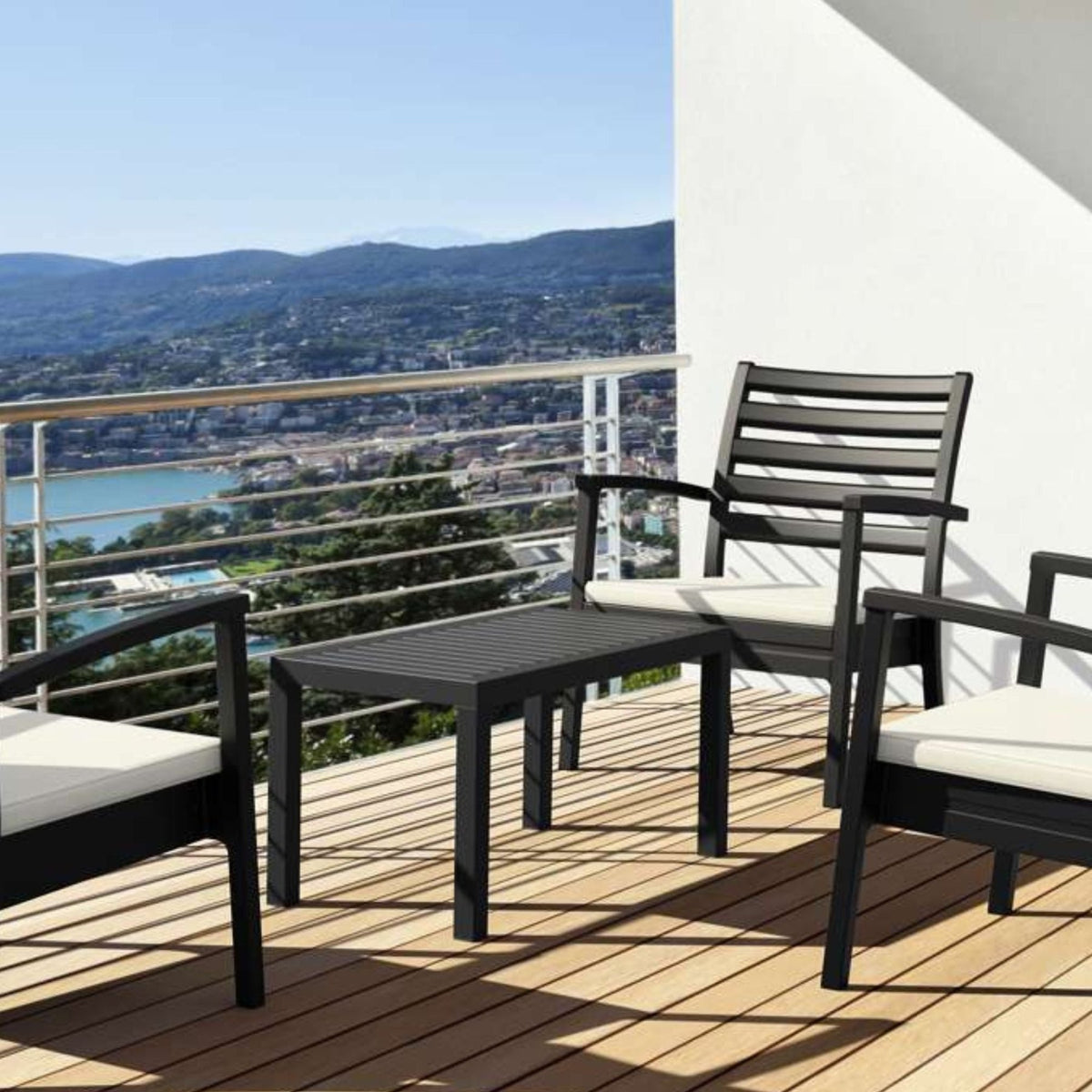 Siesta Ocean 90x45cm Coffee Table - Black - Commercial Grade - Lume Outdoor Living