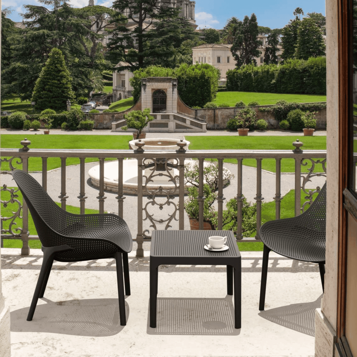 Siesta Sky 60x50cm Side Table - Black - Commercial Grade - Lume Outdoor Living