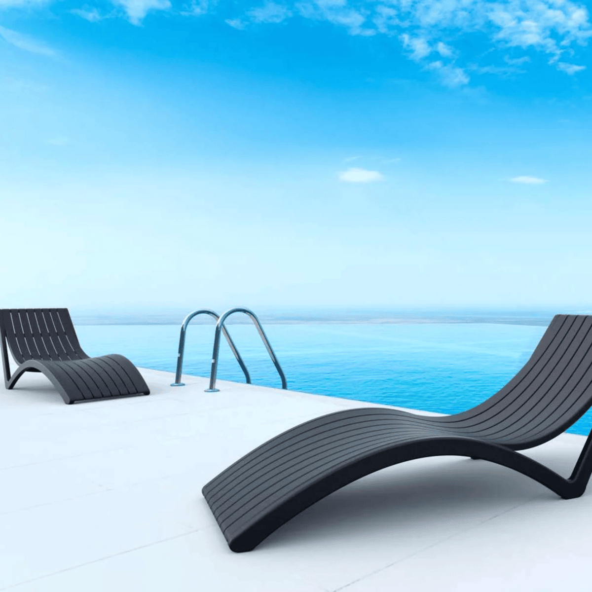 Siesta Slim Sunlounge - Black - Commercial Grade - Lume Outdoor Living