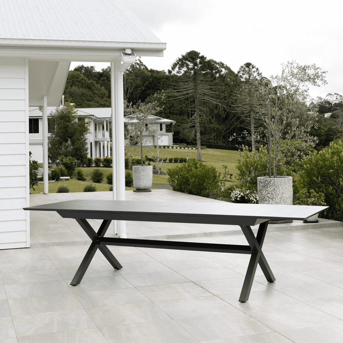 Tropea Large Extendable 2.66-3.31-3.96x110cm Dining Table - Charcoal - Lume Outdoor Living