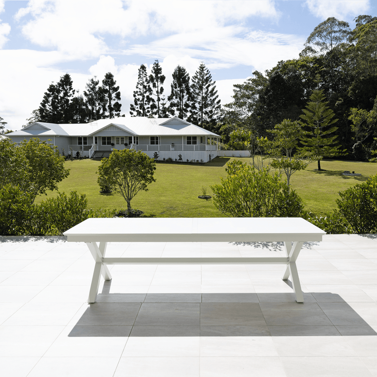 Tropea Medium Extendable 216-297x100cm Dining Table - White - Lume Outdoor Living
