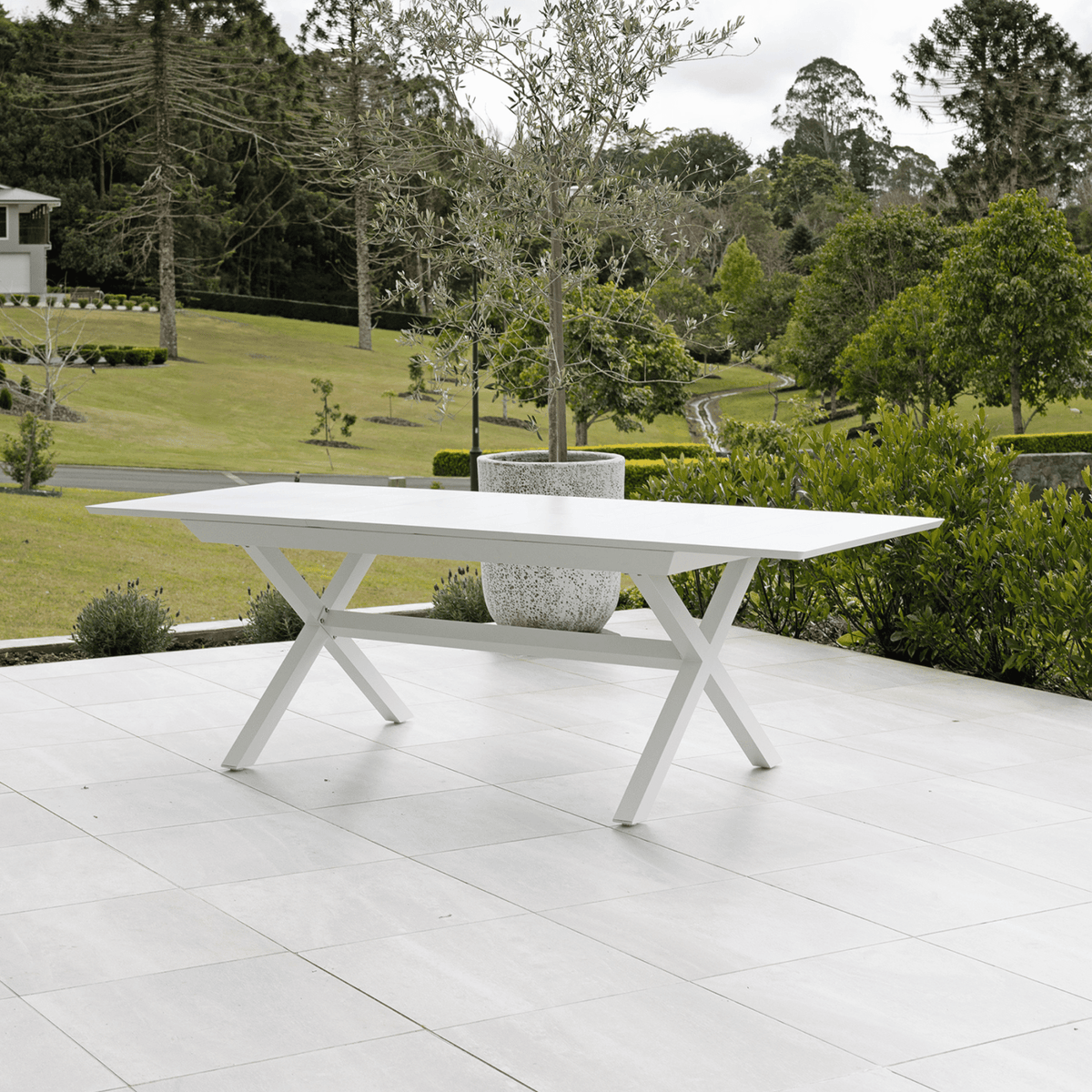 Tropea Small Extendable 172-243x100cm Dining Table - White - Lume Outdoor Living