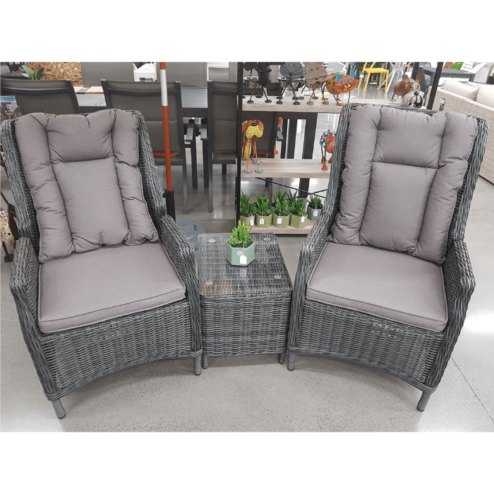 Eldorado wicker recliner with footstool - 3 piece outdoor lounge set - Lume Outdoor Living