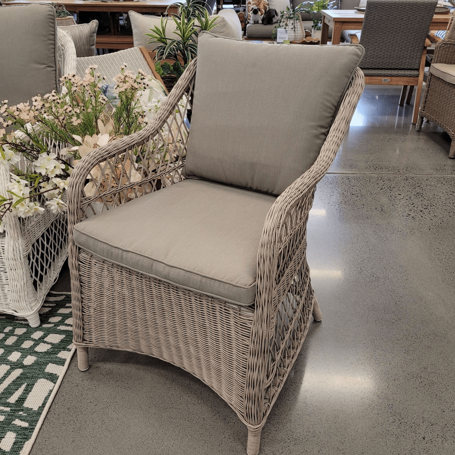 Glenview 'mushroom' wicker outdoor dining chair - Lume Outdoor Living