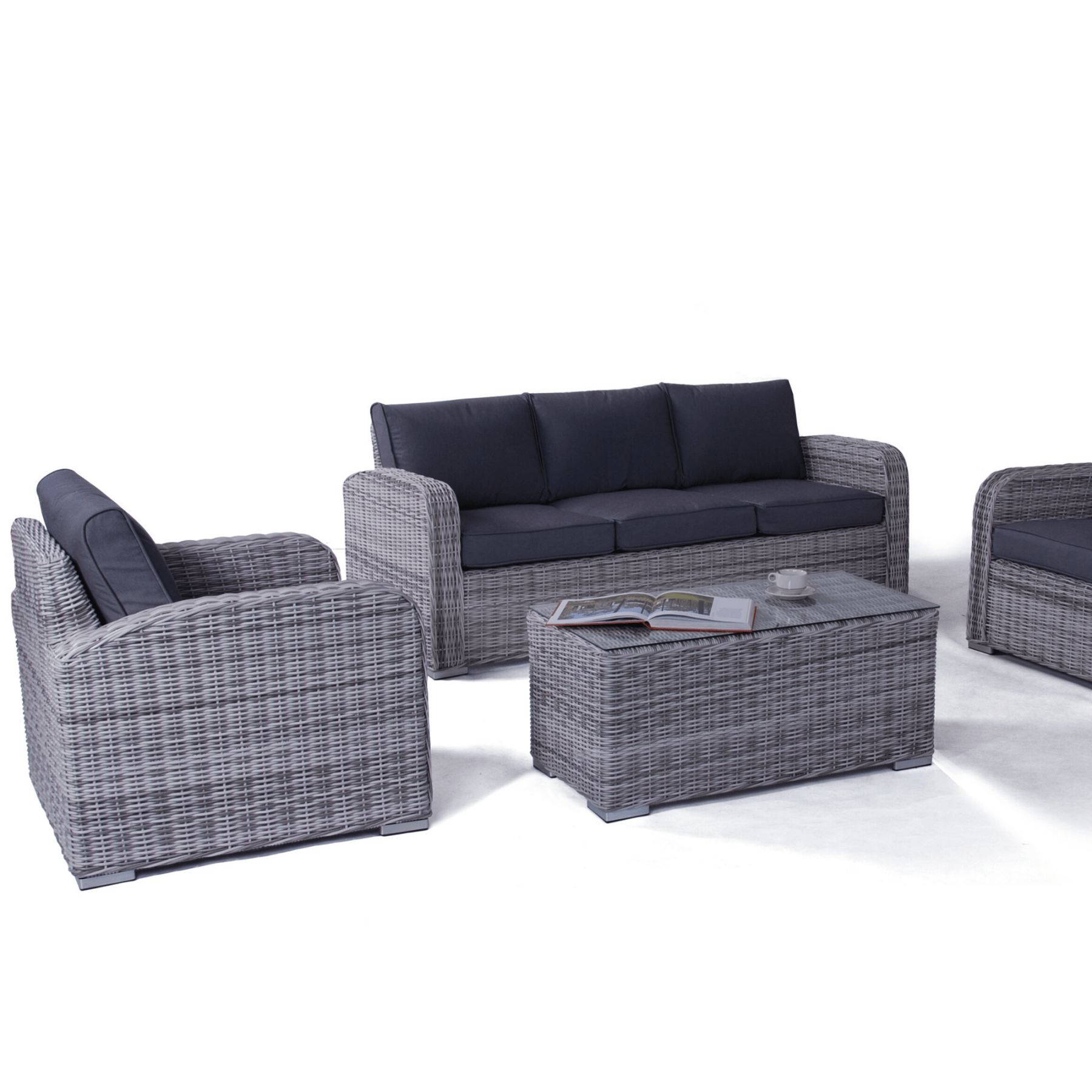 Miami 4pce Wicker Outdoor Lounge Set Zen White - Lume Outdoor Living