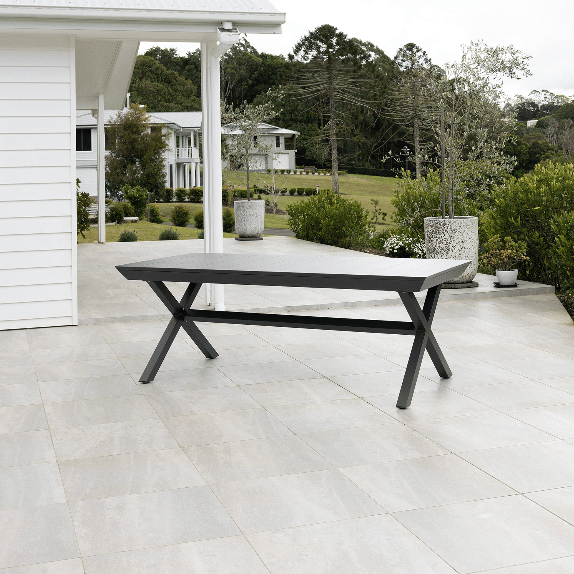 Tropea Large Extendable Outdoor Dining Table 2.66/3.31/3.96 x 110cm - Charcoal