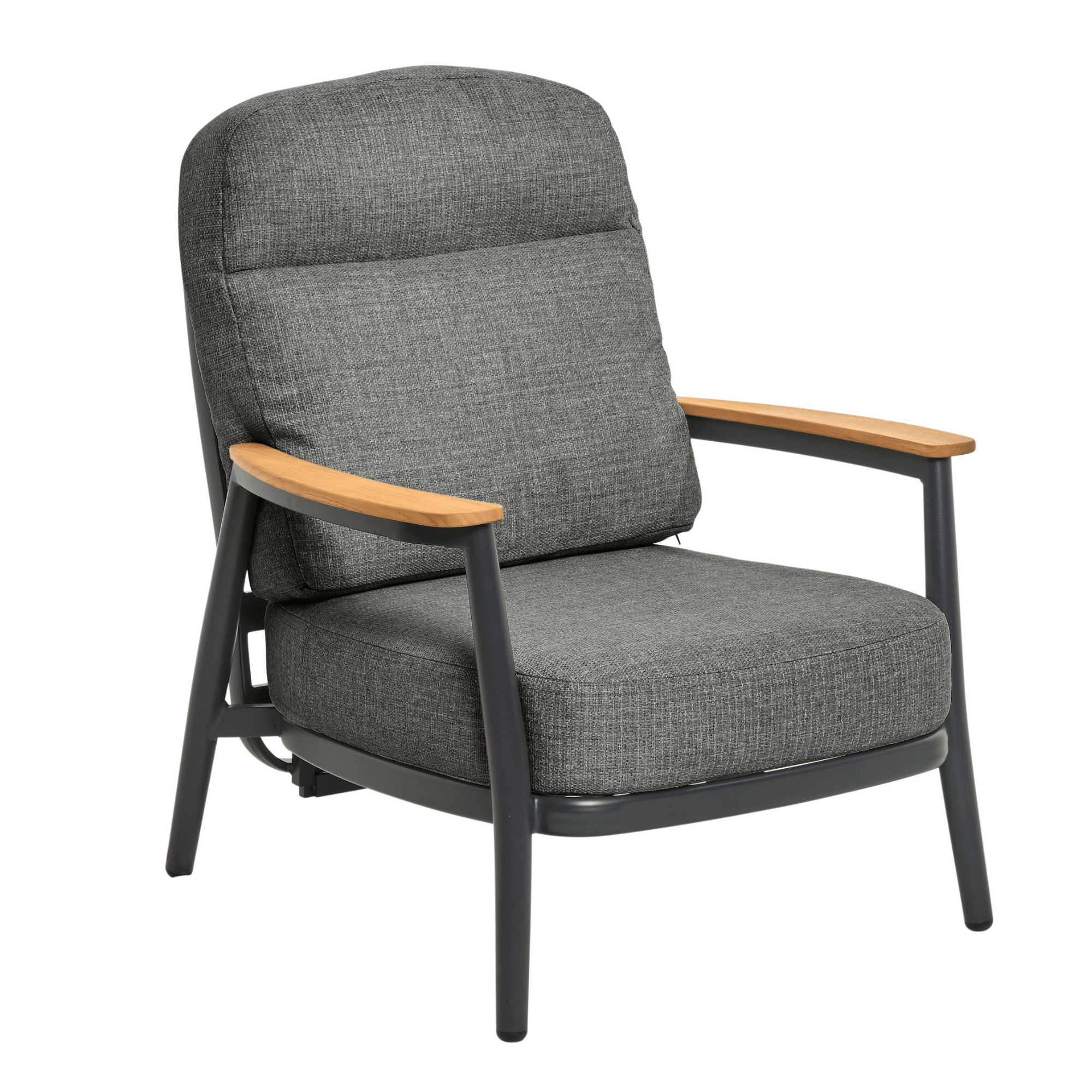 Lennox 4-piece Reclining Outdoor Lounge Setting - Charcoal/charcoal