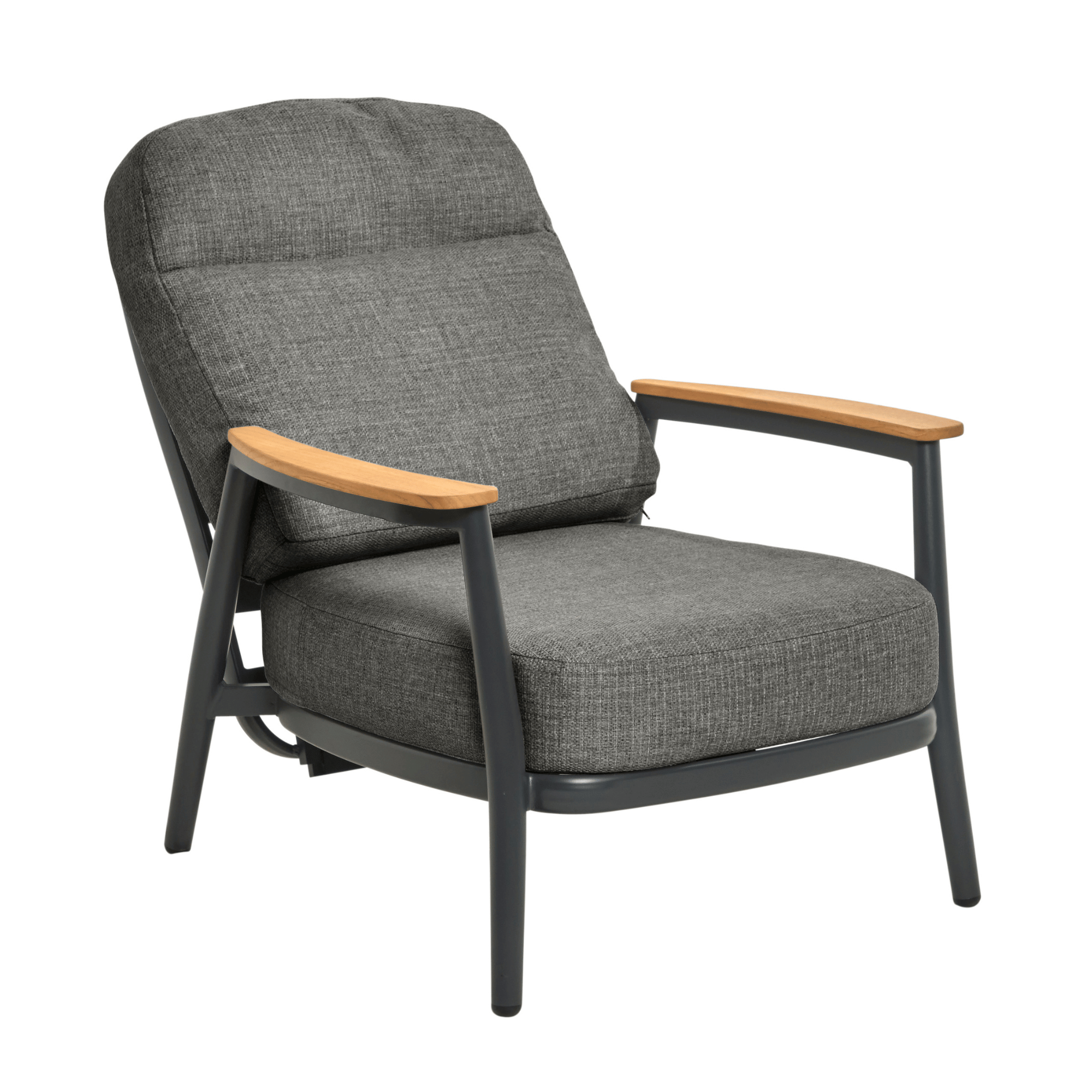 Lennox 4-piece Reclining Outdoor Lounge Setting - Charcoal/charcoal