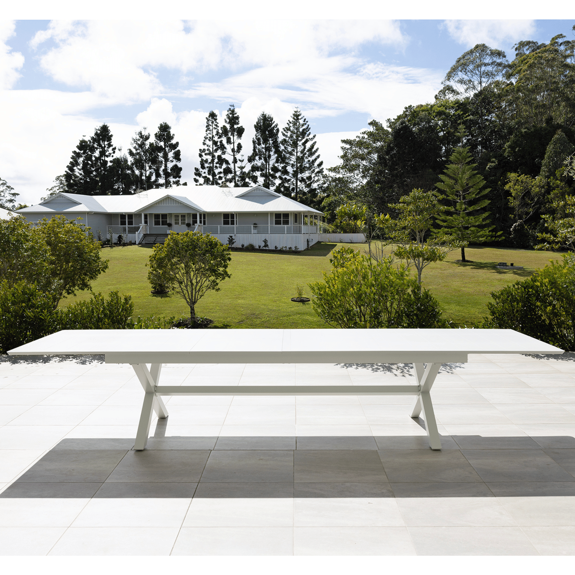 Tropea Large Extendable Outdoor Dining Table 2.66/3.31/3.96 x 110cm - White
