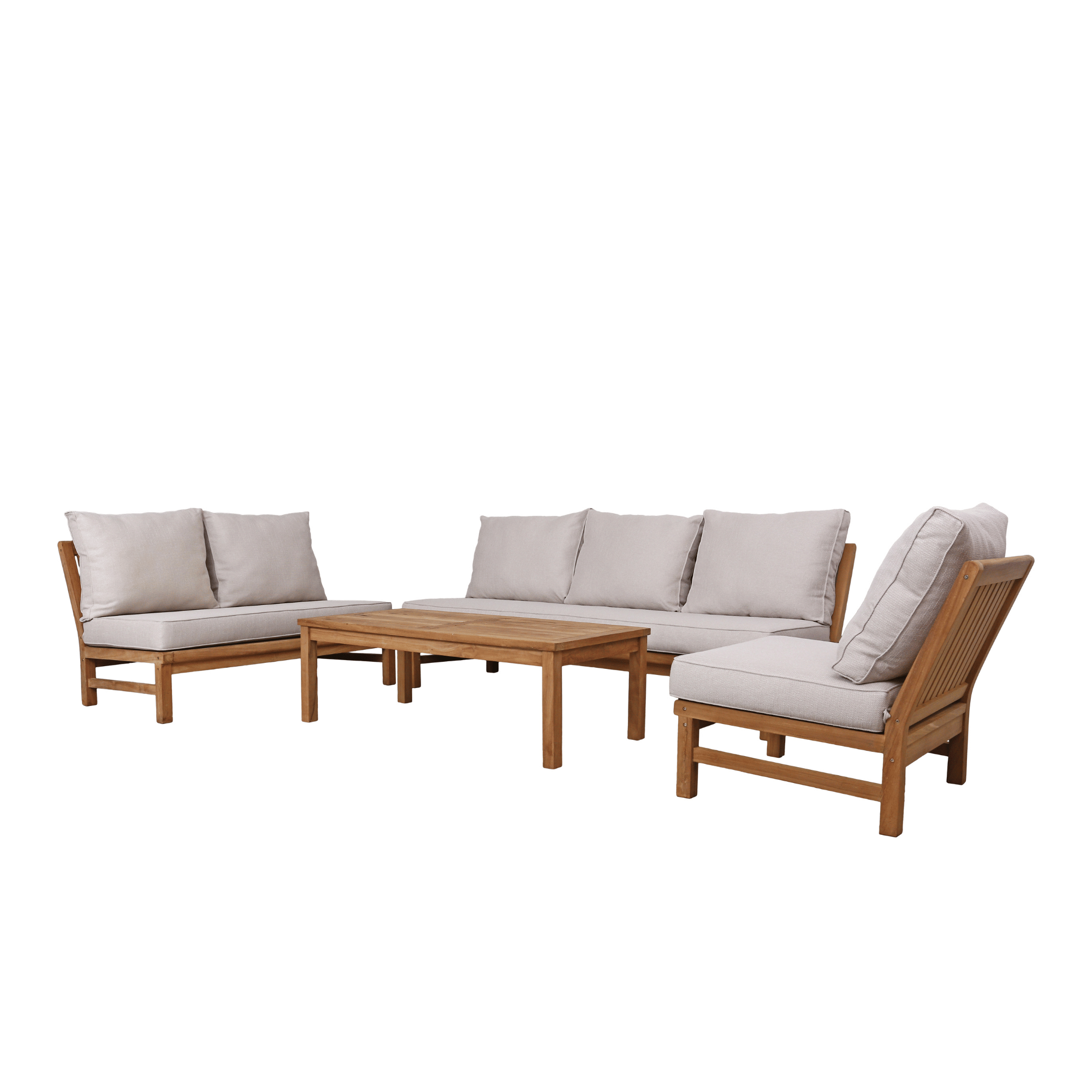 Fiji 4-piece Modular Lounge Setting - Wheat Fabric - 3+2+1