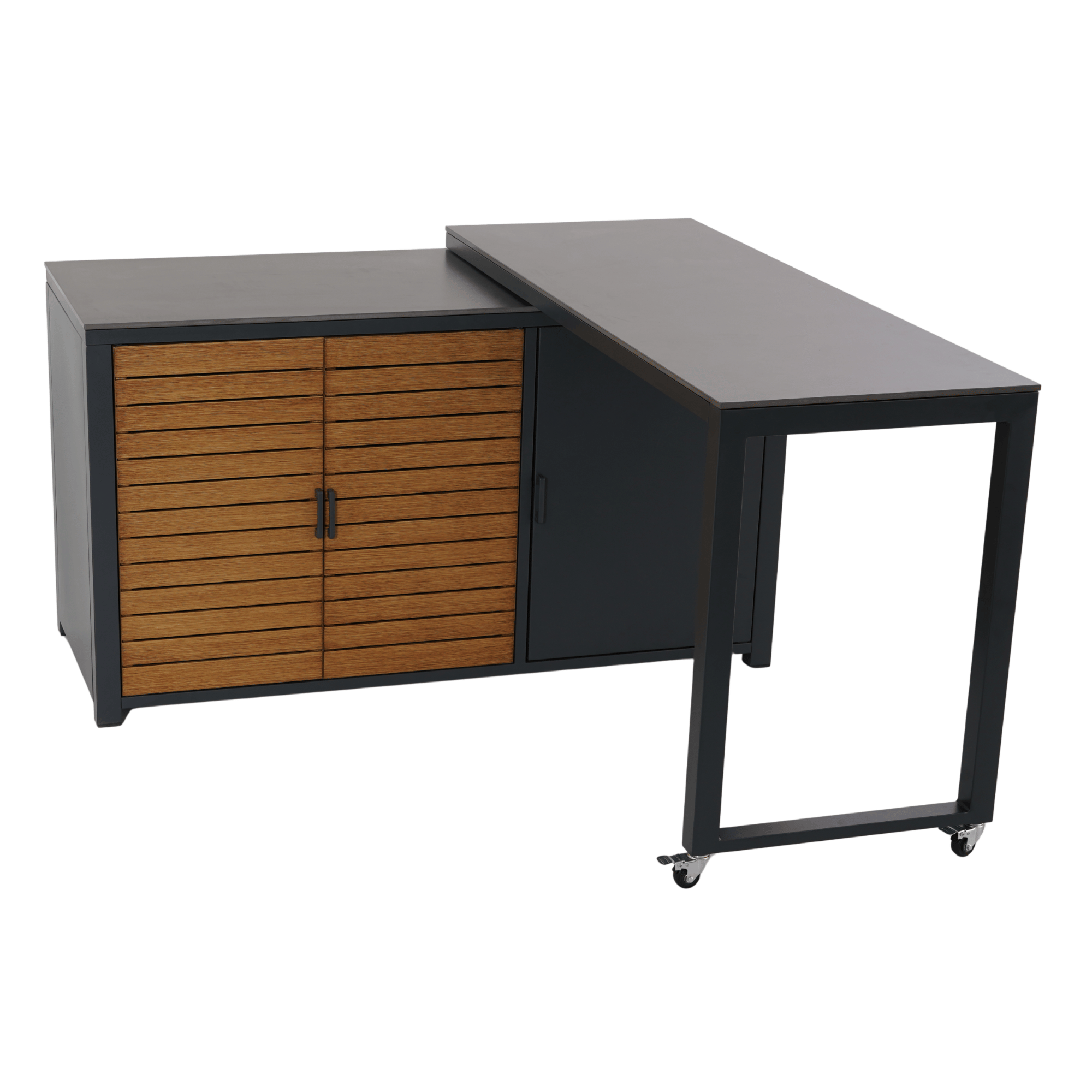 Outdoor Storage Workstation with Swivel Extendable Top
