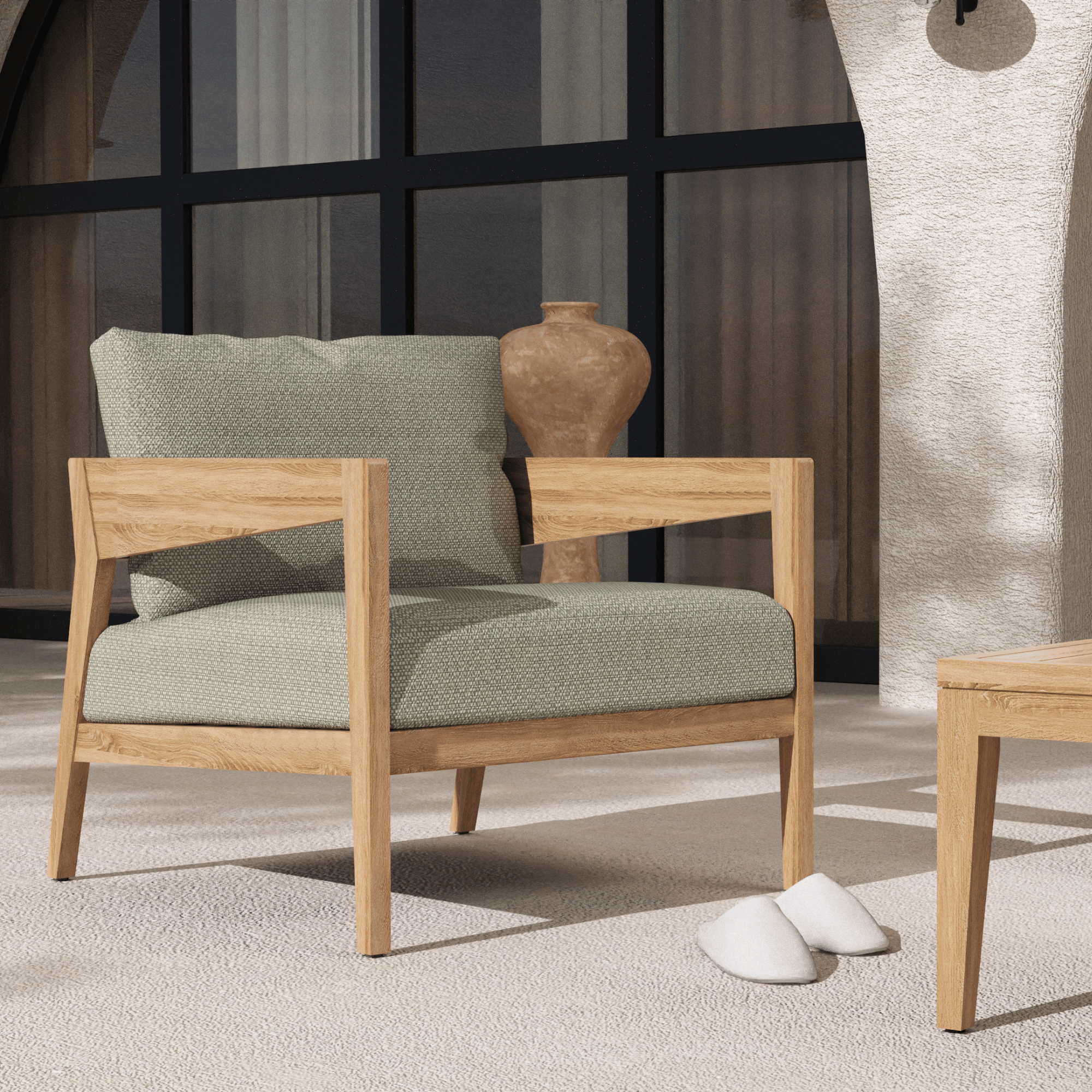 Caldena Premium Teak 4-Piece Outdoor Lounge Setting