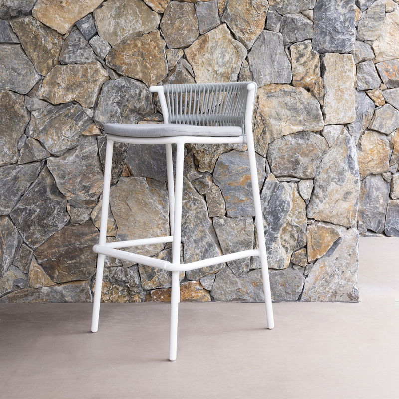 Cantina bar chair - outdoor bar chair with aluminium and rope detail