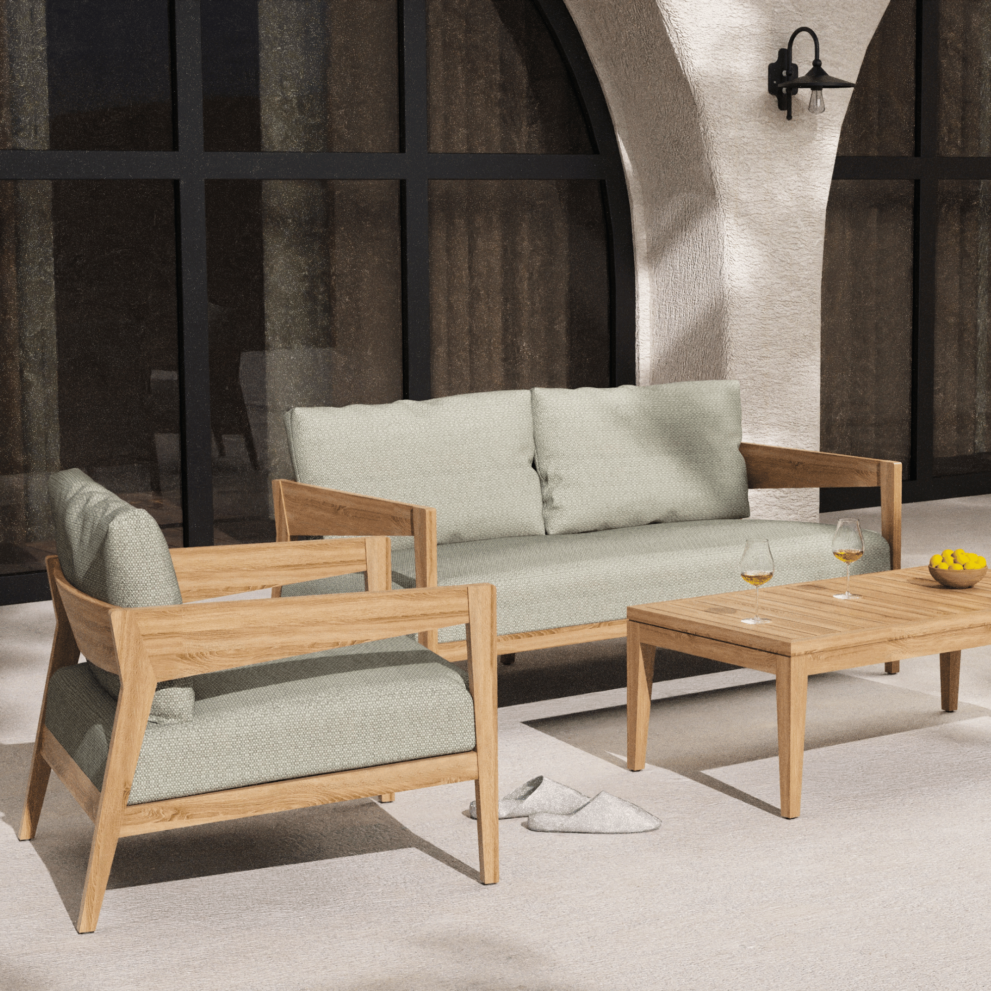 Caldena Premium Teak 4-Piece Outdoor Lounge Setting
