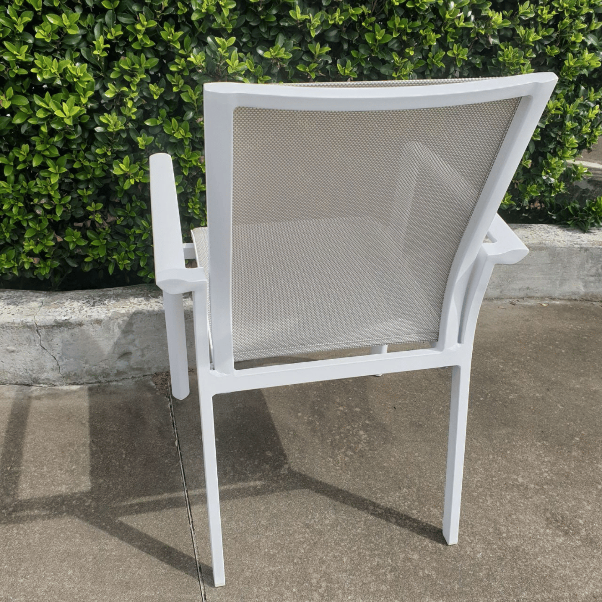 Florida Aluminium Outdoor Dining Chair - White/Beige