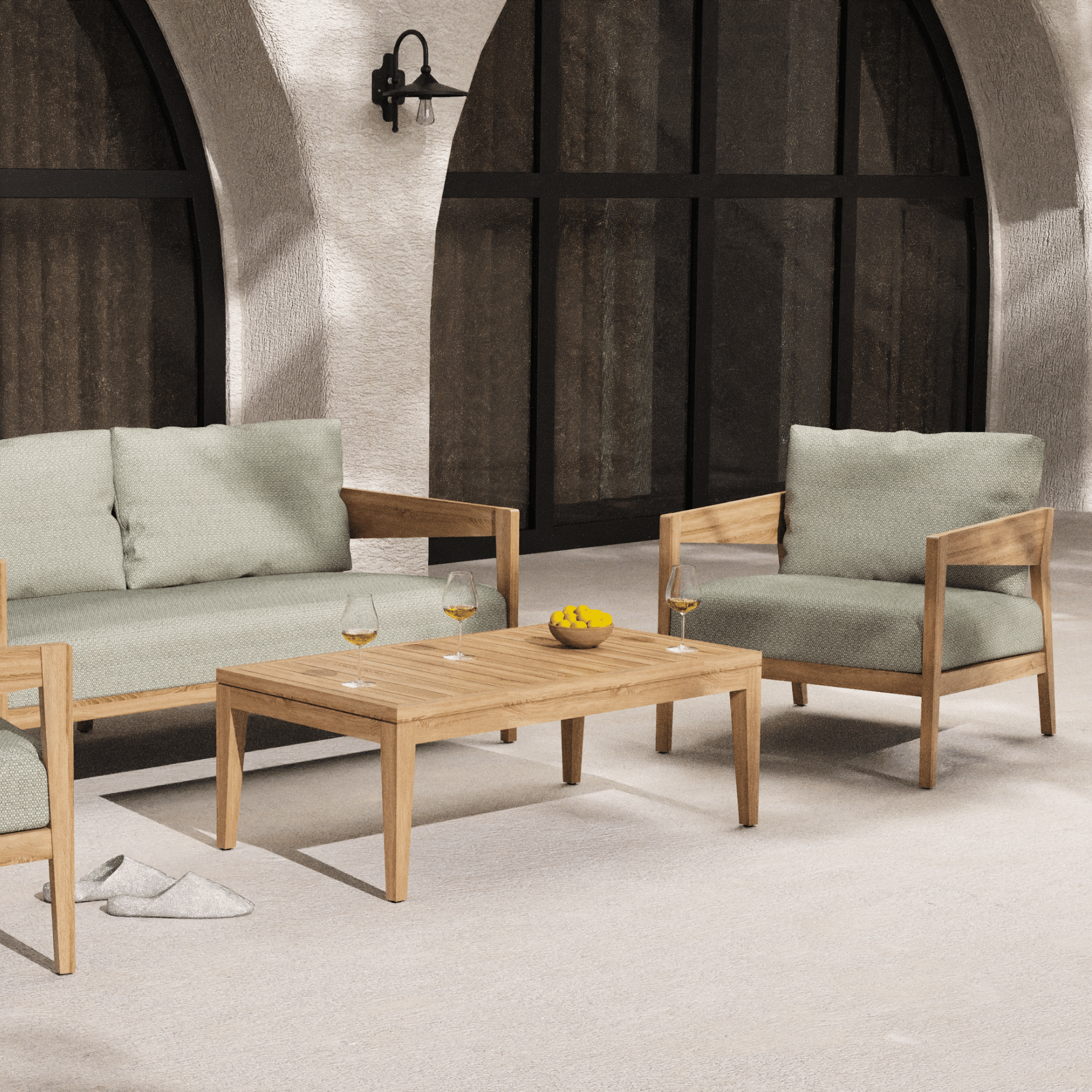Caldena Premium Teak 4-Piece Outdoor Lounge Setting