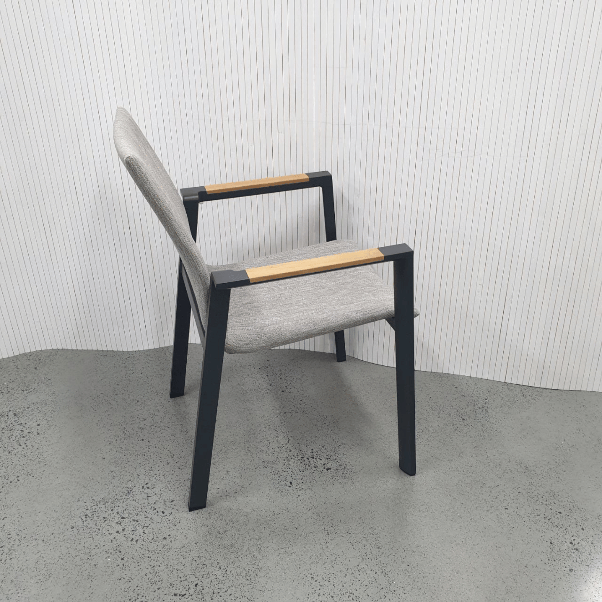 Bronte Aluminium Outdoor Dining Chair with Teak - Charcoal/Taupe