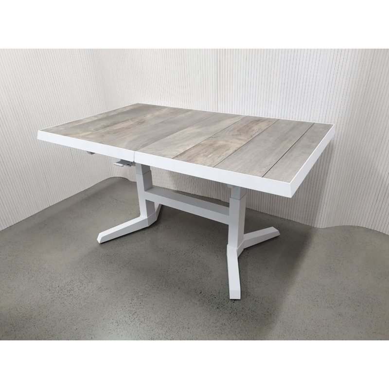 Torquay height-and-width adjustable dining table - extension table white/wood-look