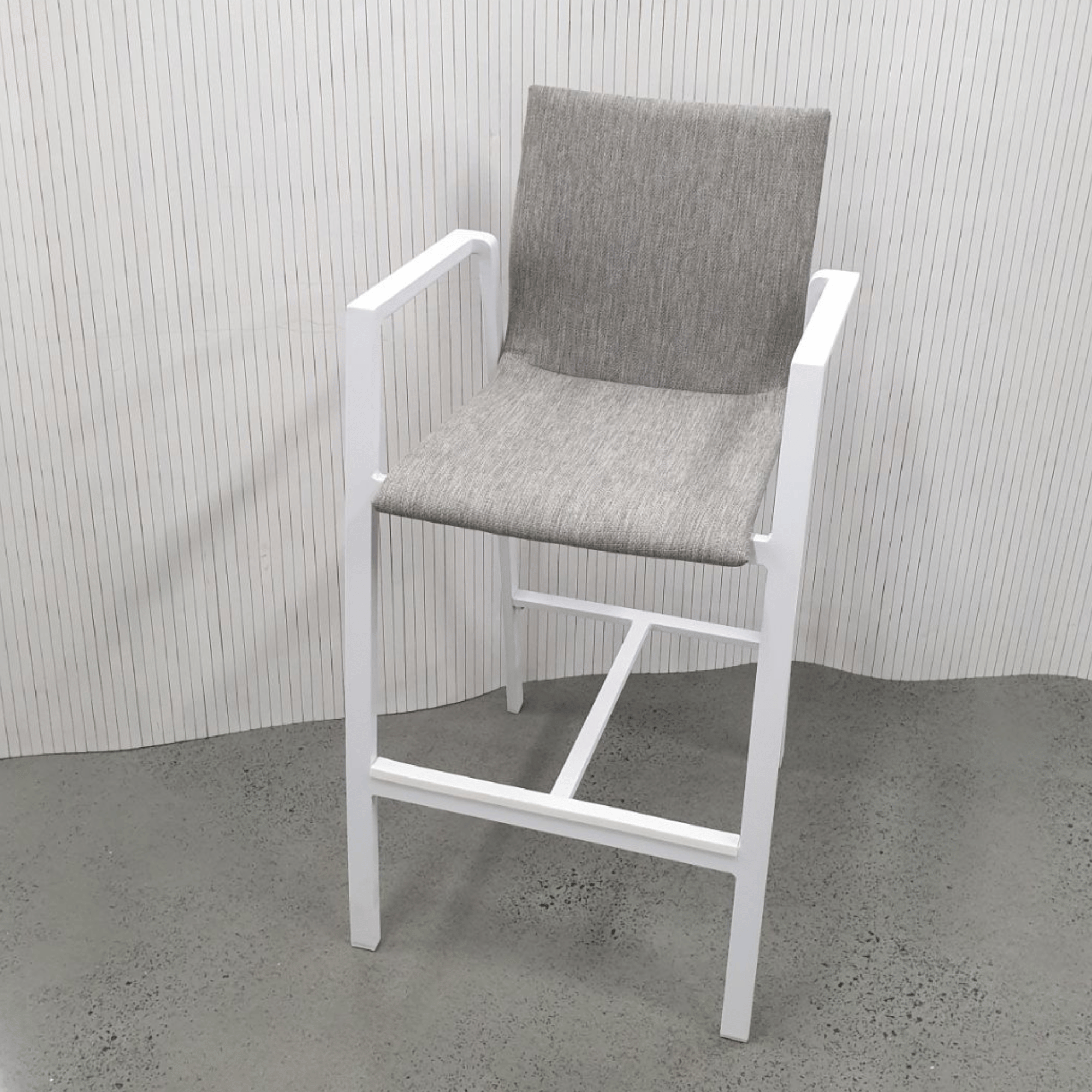 Bronte Aluminium Outdoor Bar Chair - White/Taupe