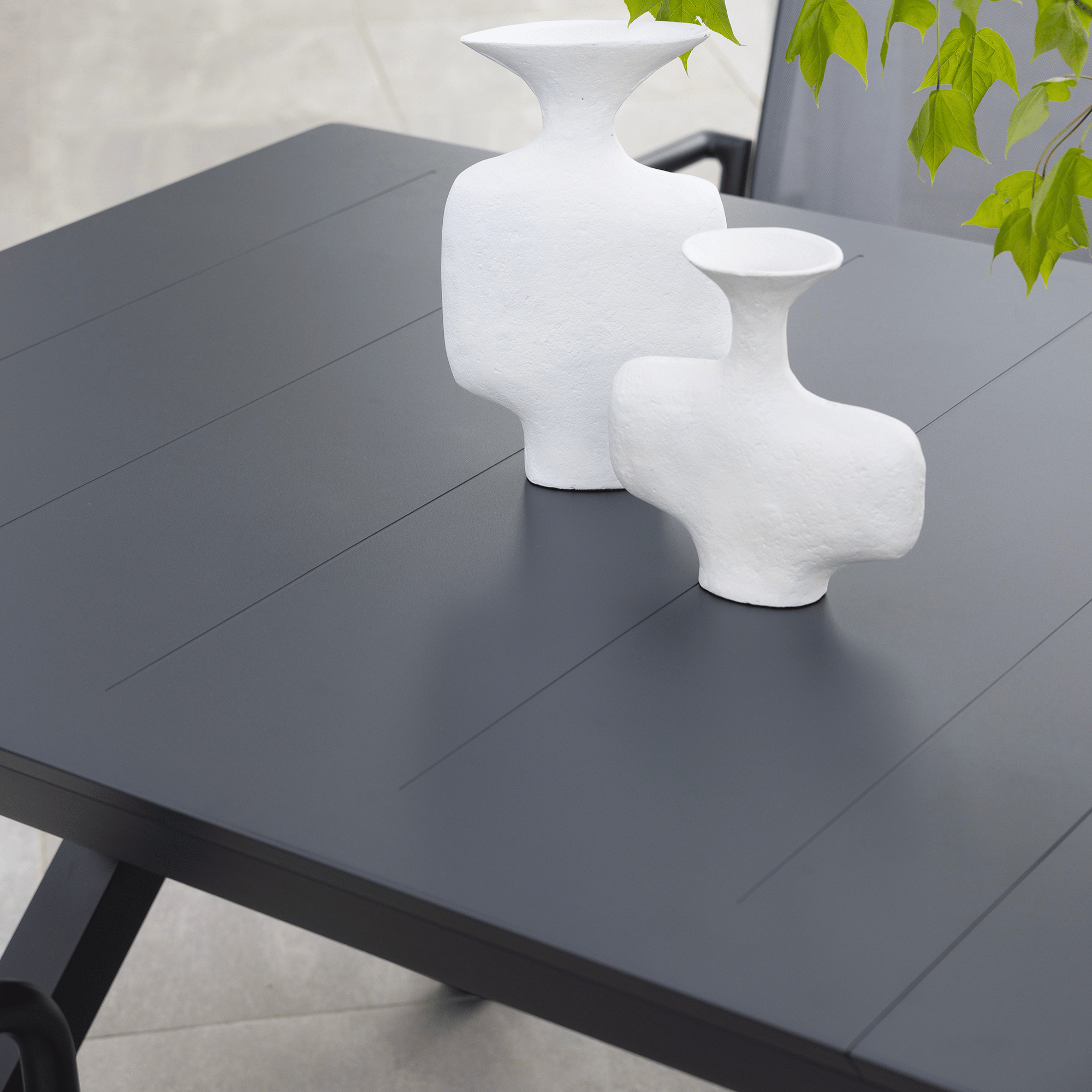Tropea Medium Extendable Outdoor Dining Table 216/297 x 100cm Charcoal