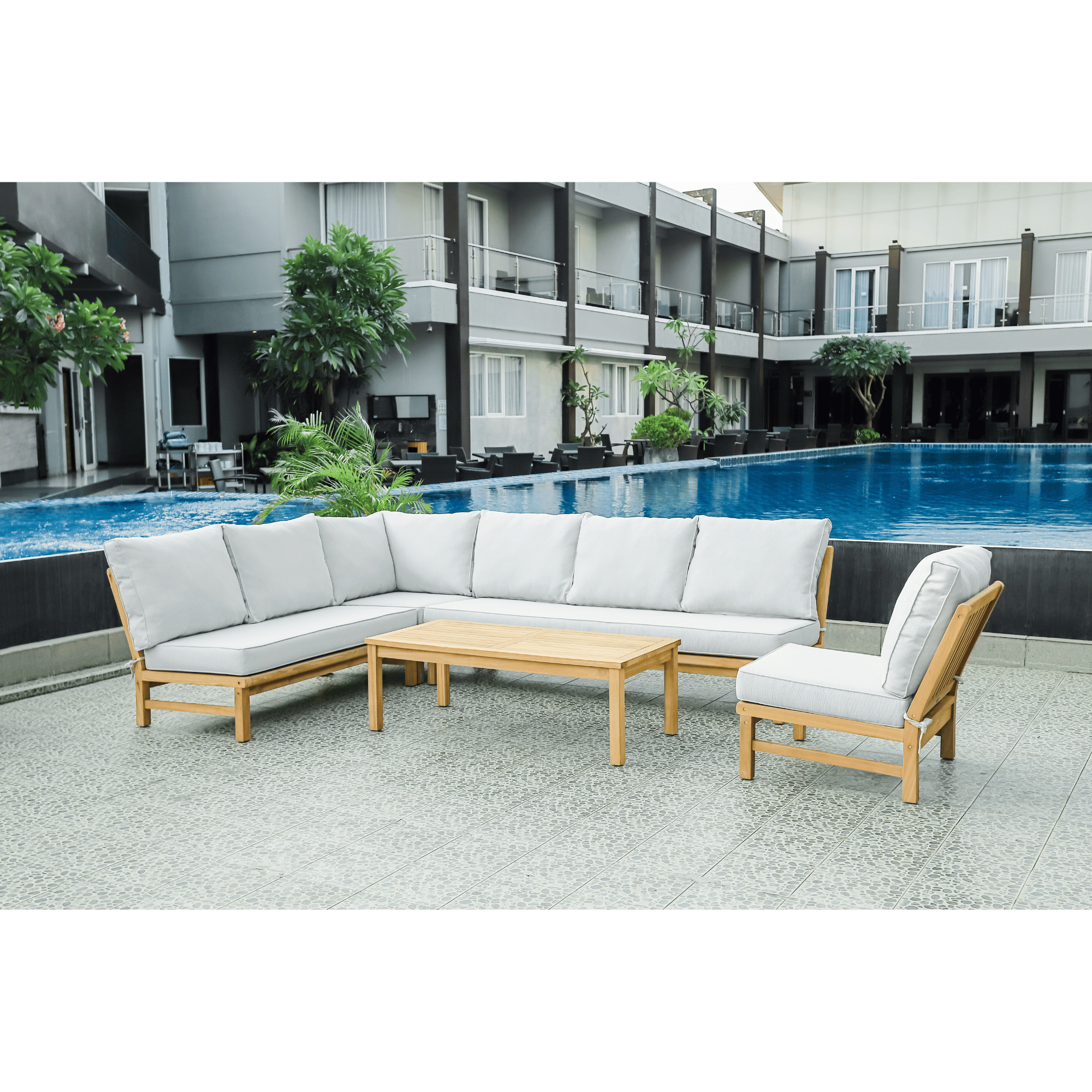 Fiji 5-piece Corner Lounge Setting plus Single Chair - Wheat Fabric