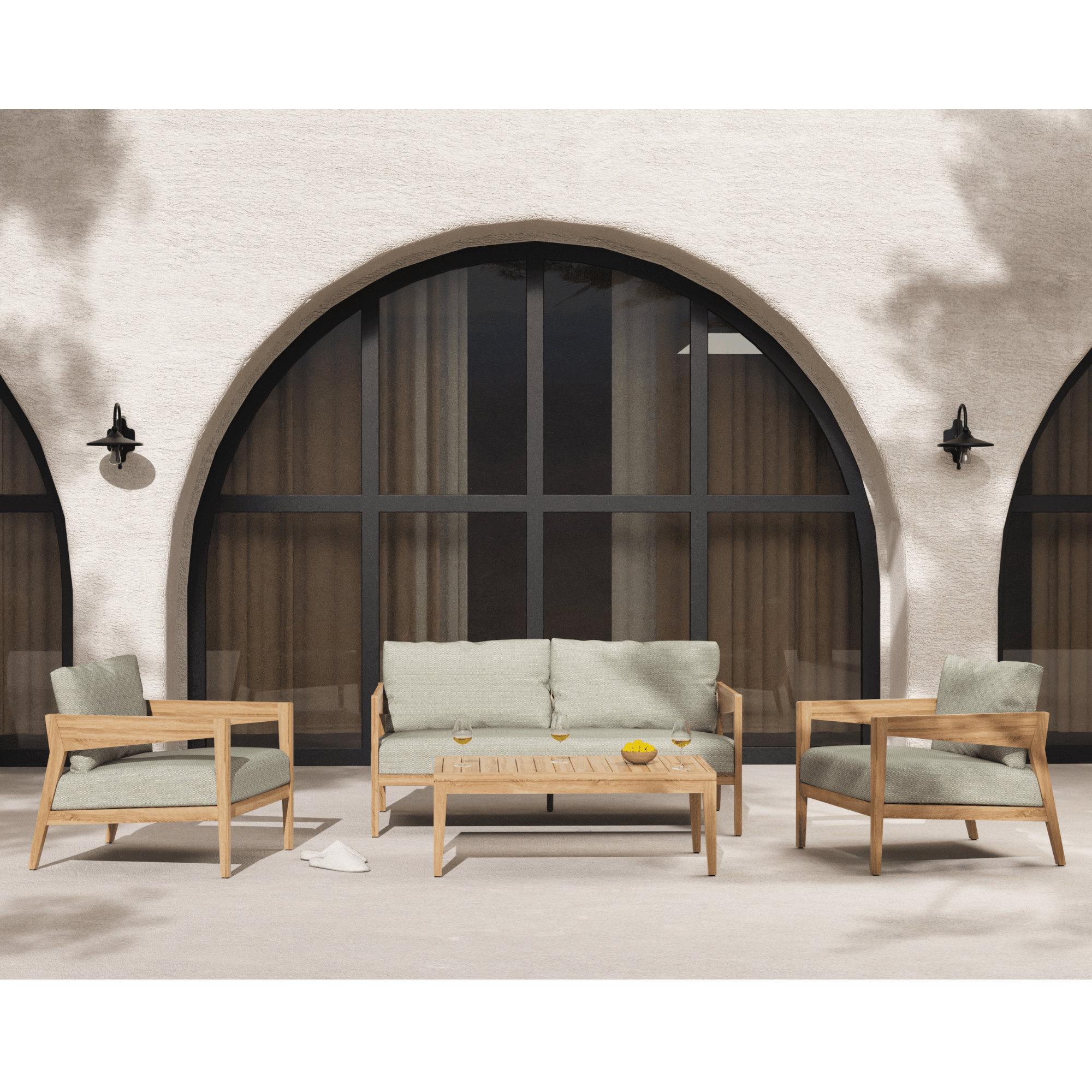 Caldena Premium Teak 4-Piece Outdoor Lounge Setting