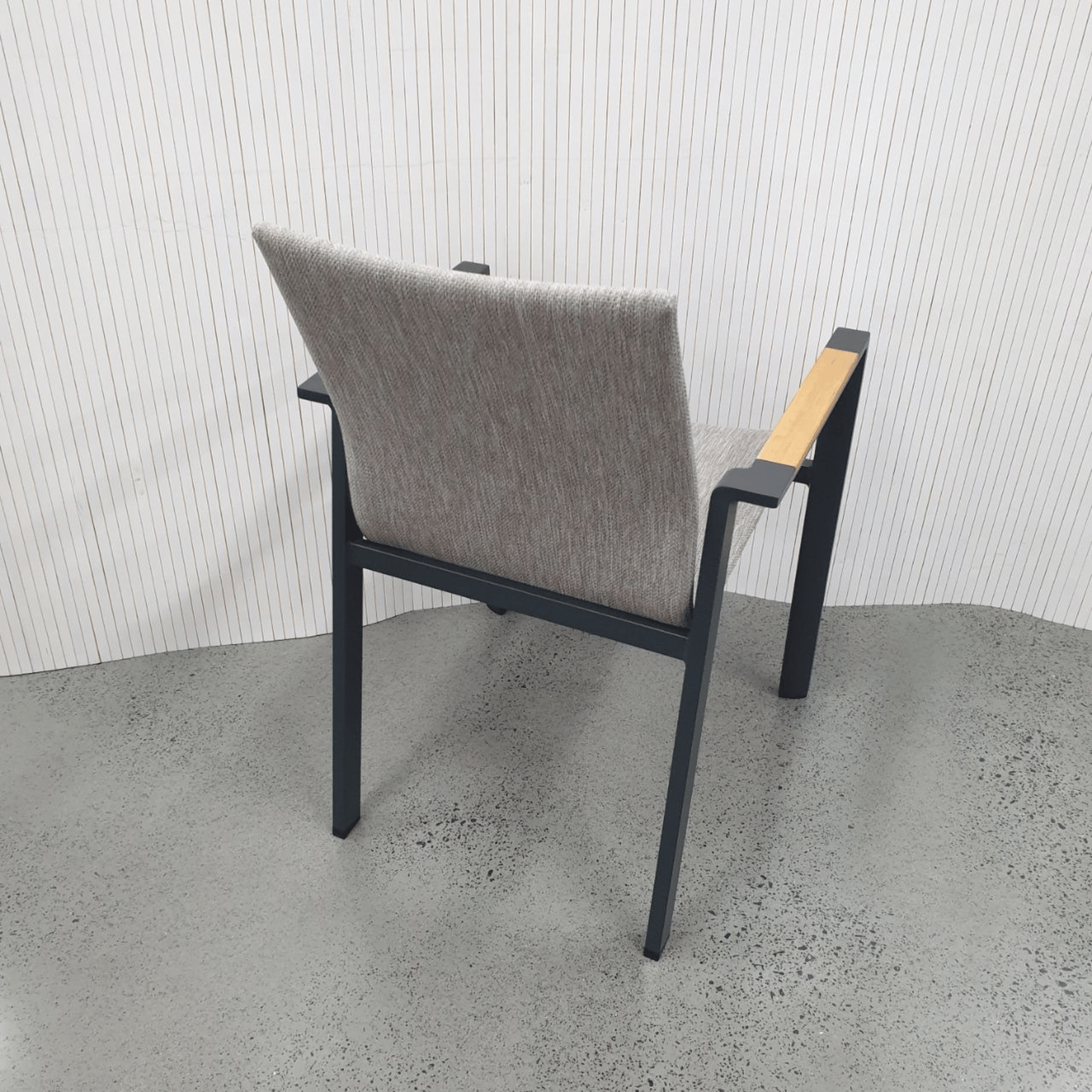 Bronte Aluminium Outdoor Dining Chair with Teak - Charcoal/Taupe
