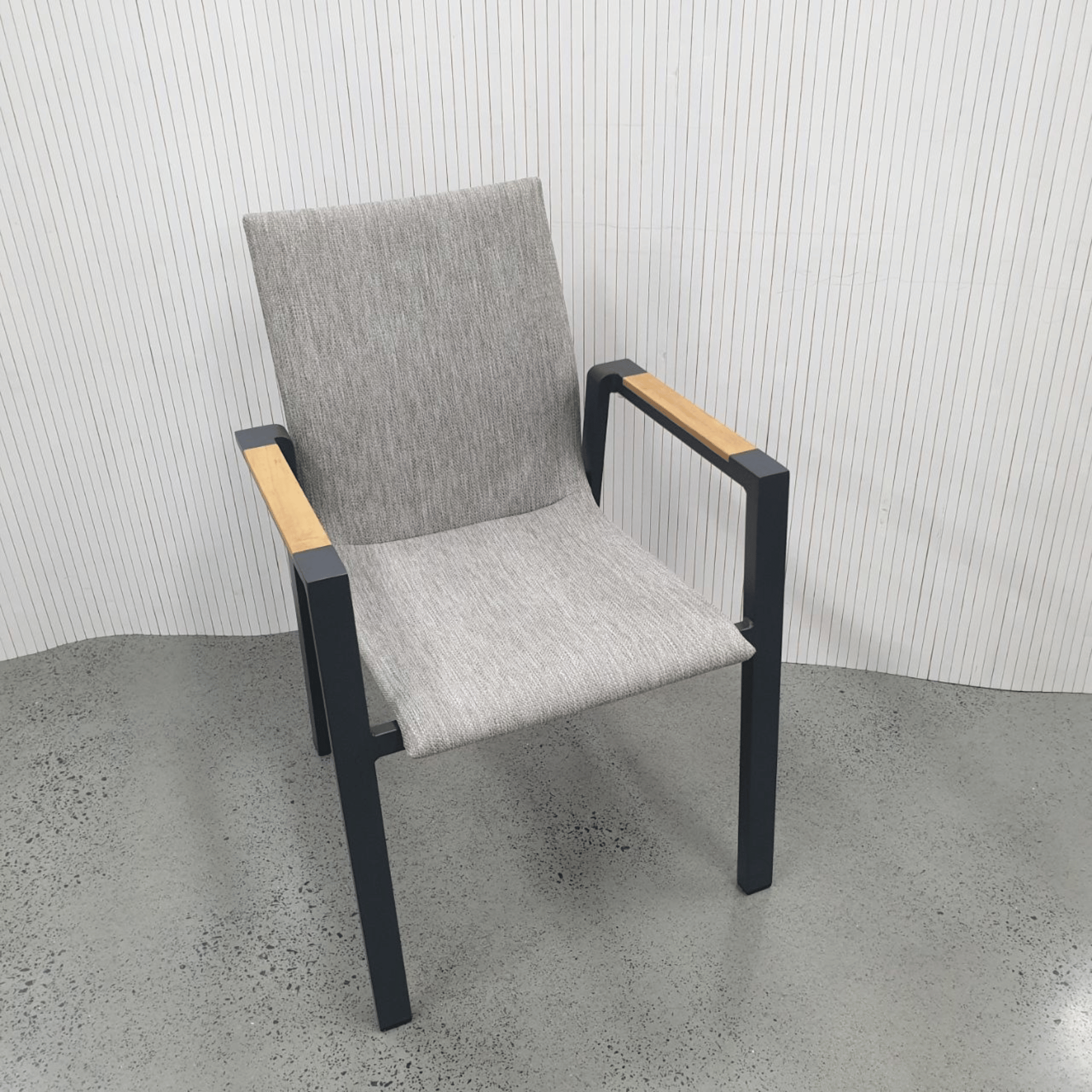 Bronte Aluminium Outdoor Dining Chair with Teak - Charcoal/Taupe