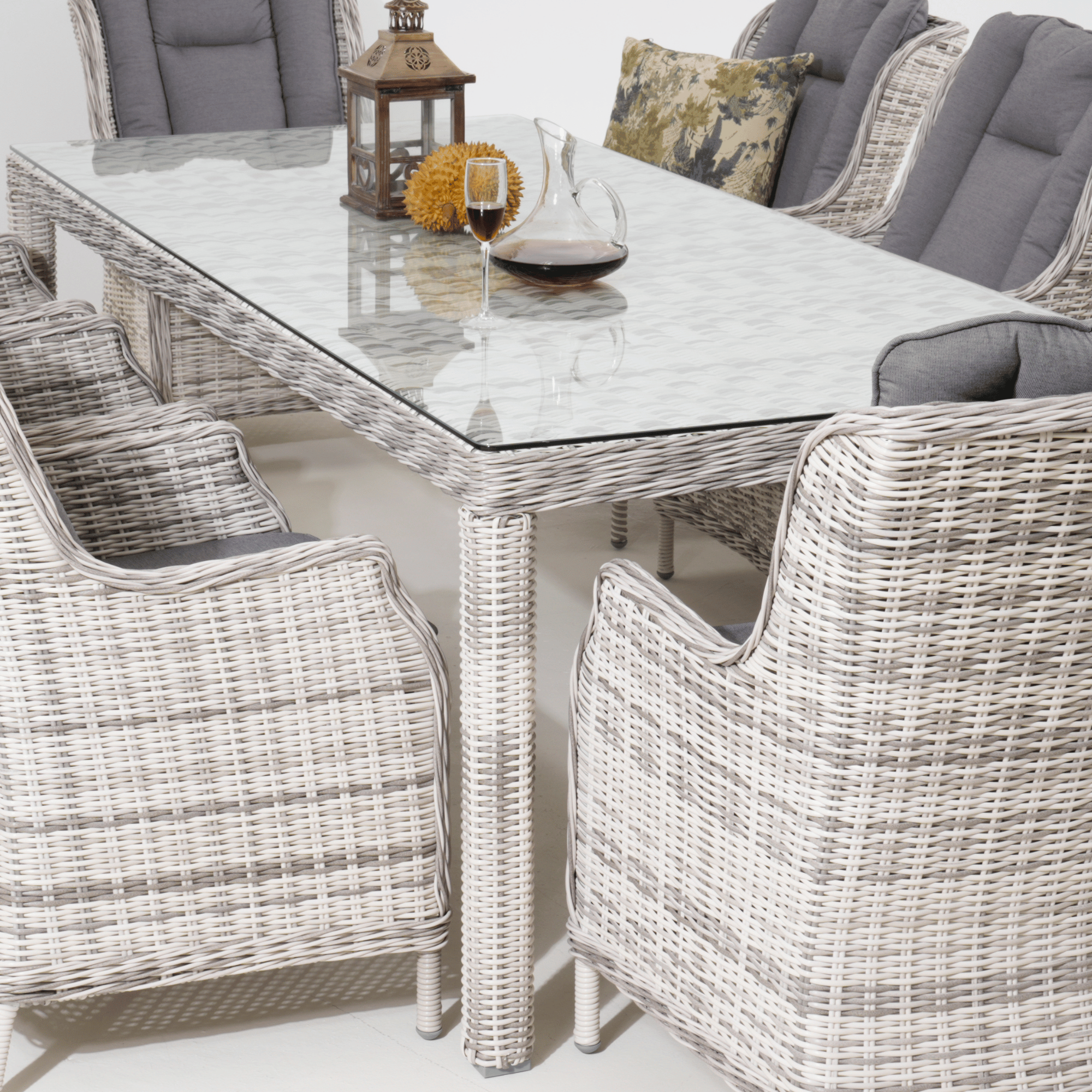 San Jose 9-piece Outdoor Wicker Dining Setting - Zen White