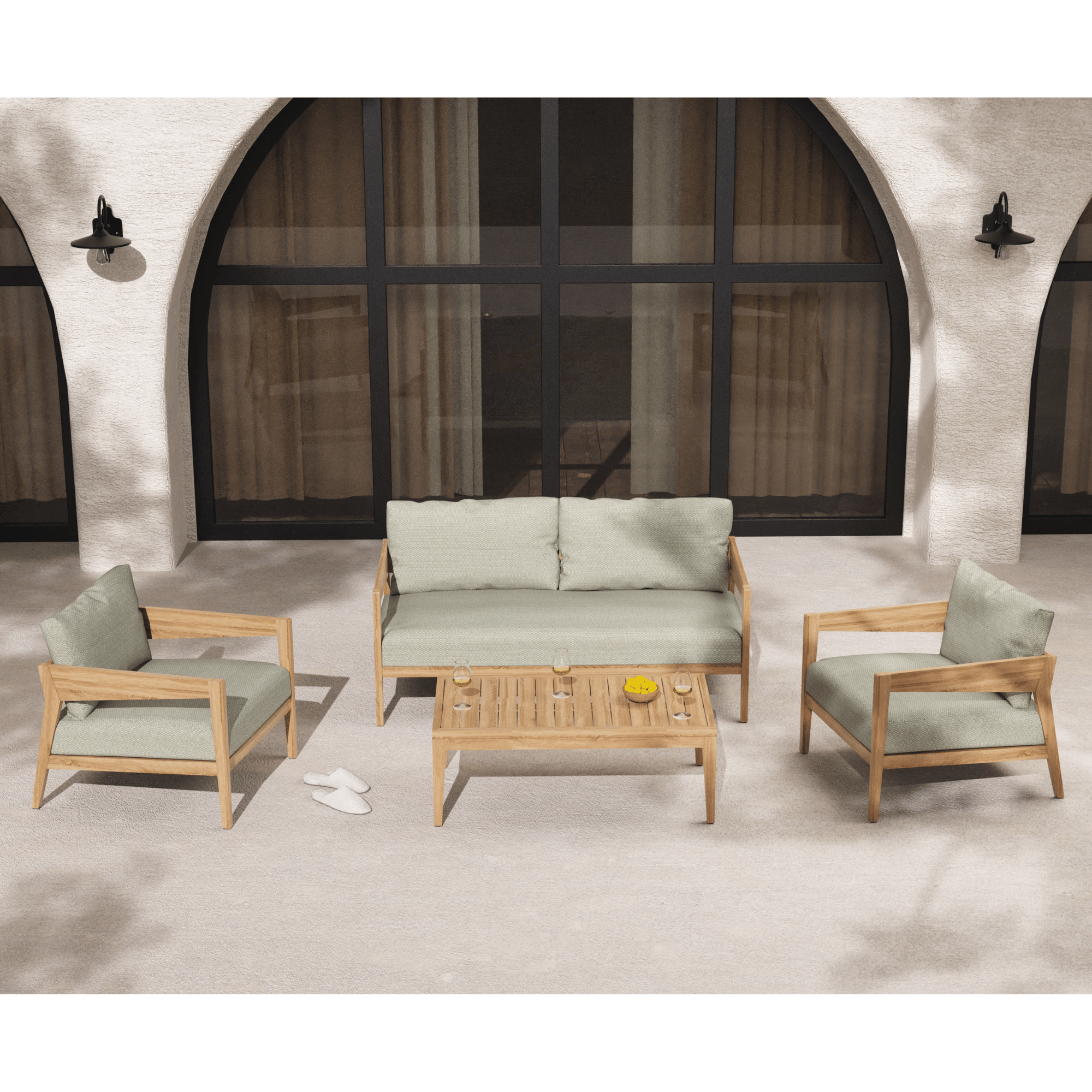 Caldena Premium Teak 4-Piece Outdoor Lounge Setting