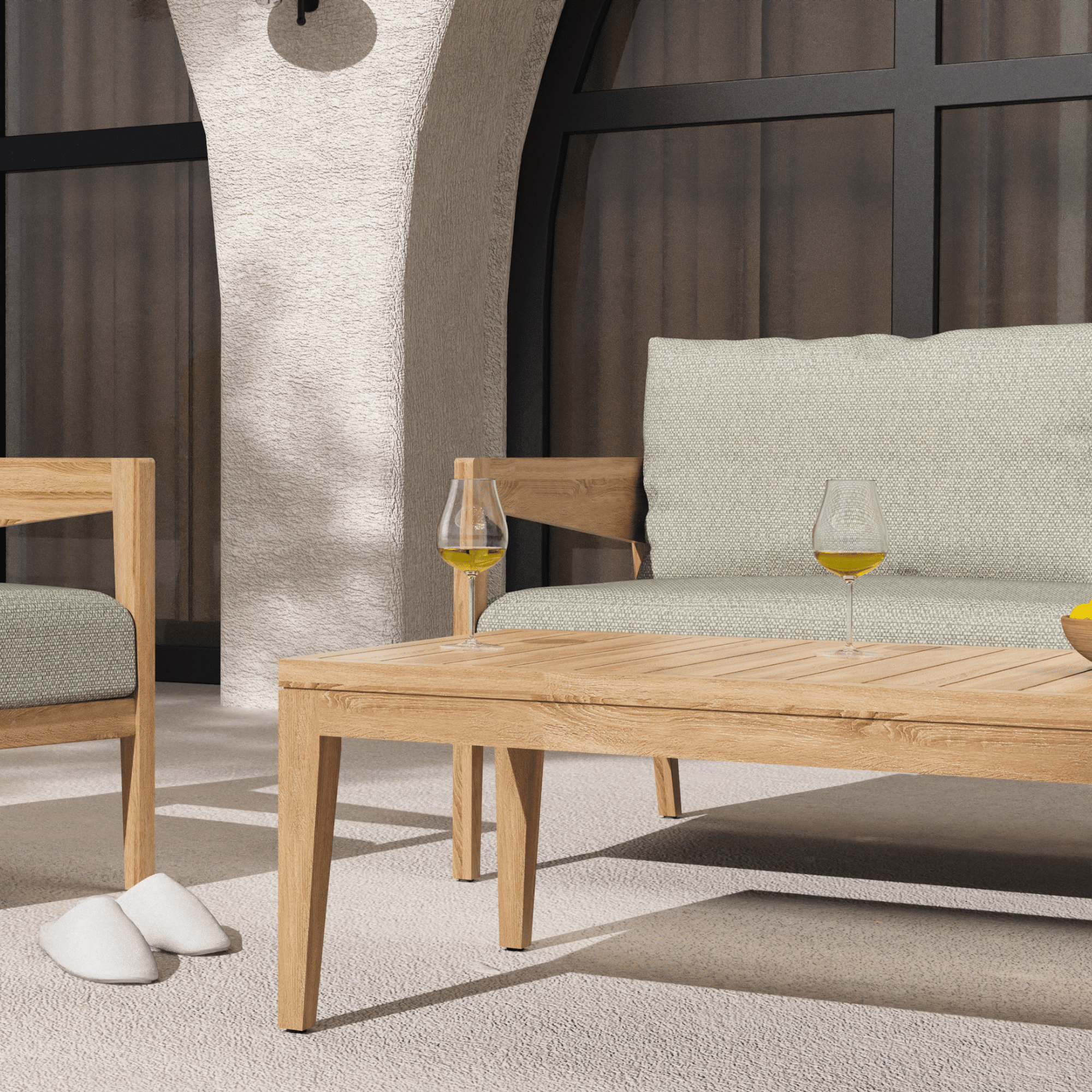 Caldena Premium Teak 4-Piece Outdoor Lounge Setting