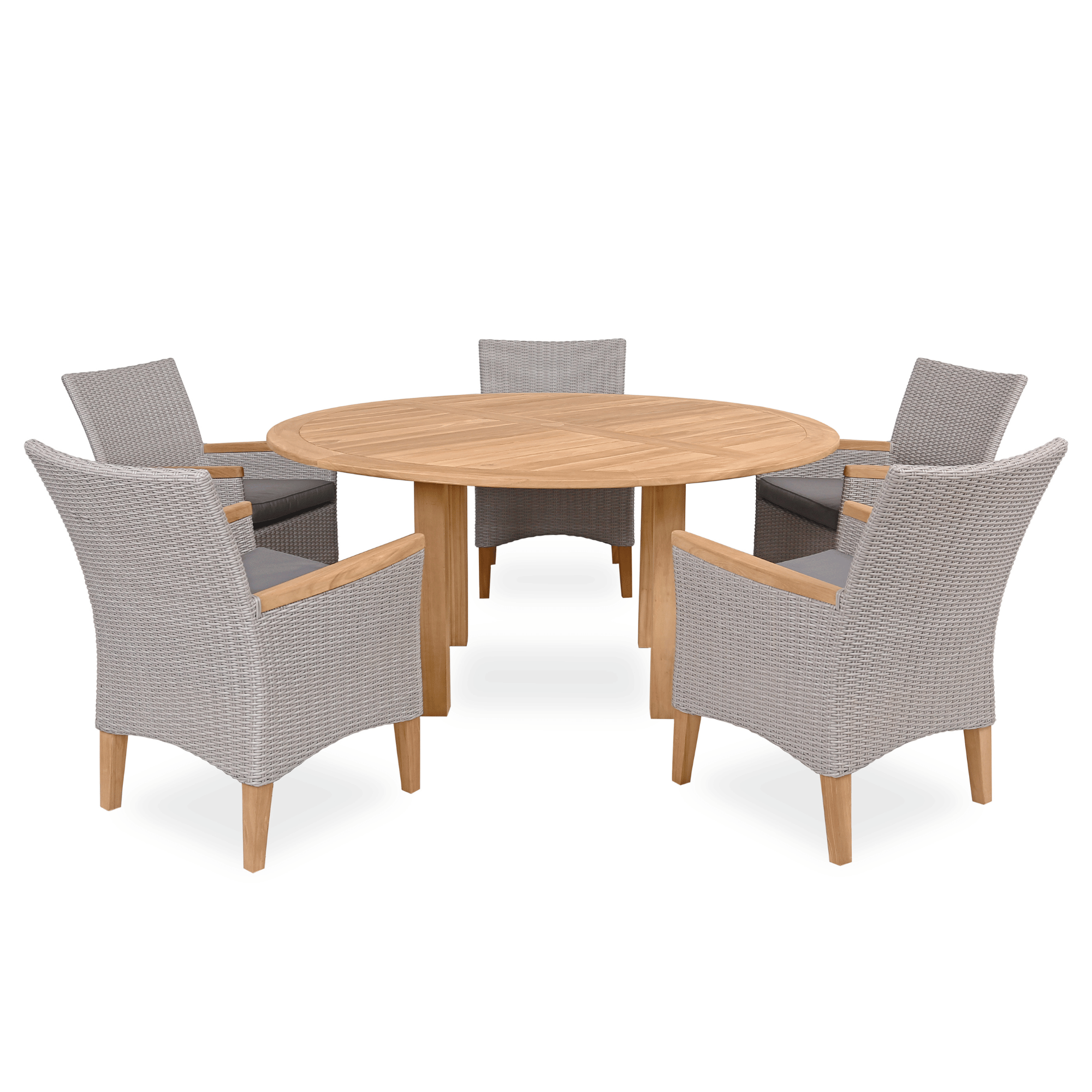 Montego 160cm Round & Florence Wicker 6pce Outdoor Dining Setting