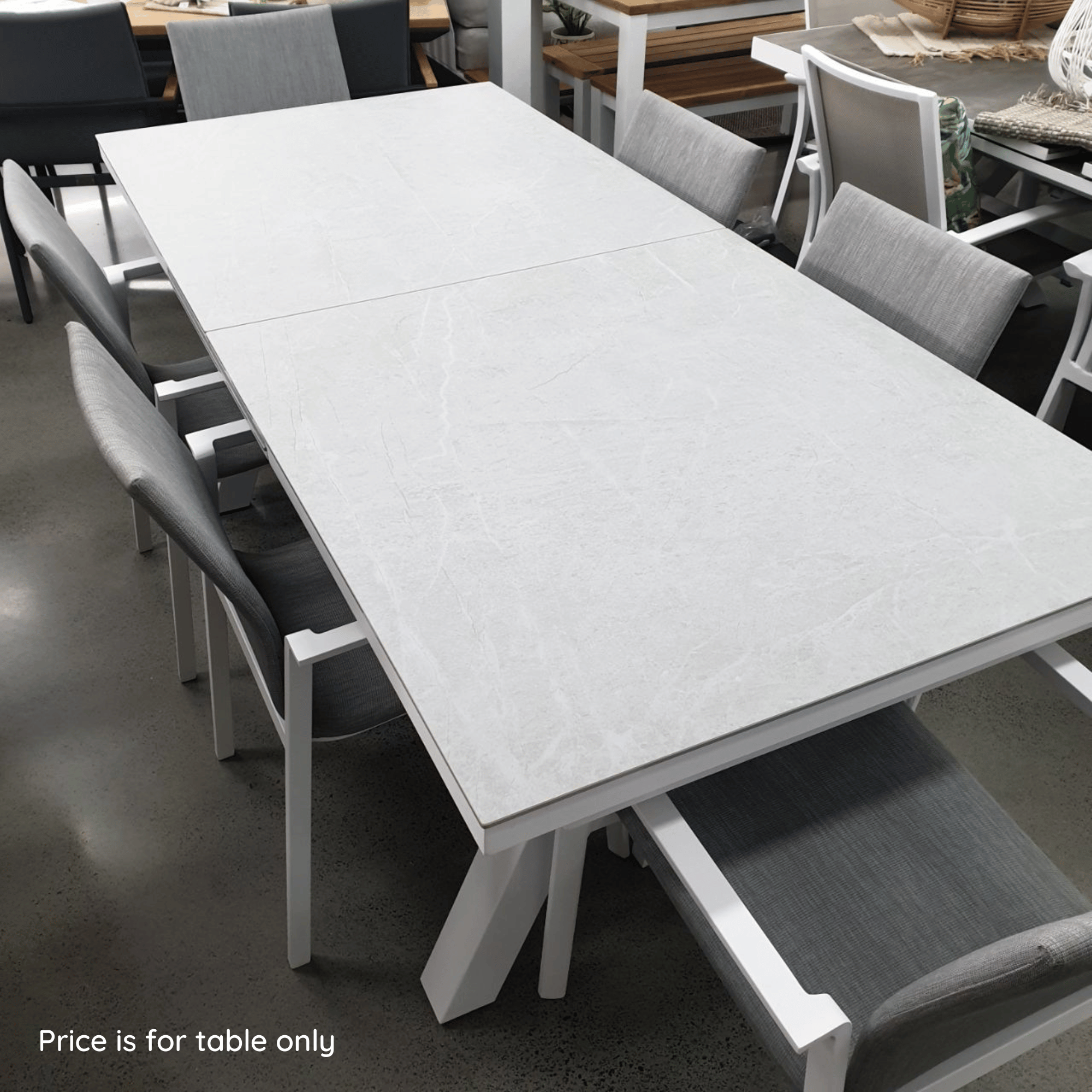 Atlanta Outdoor Extendable Dining Table - White/Cream Stone