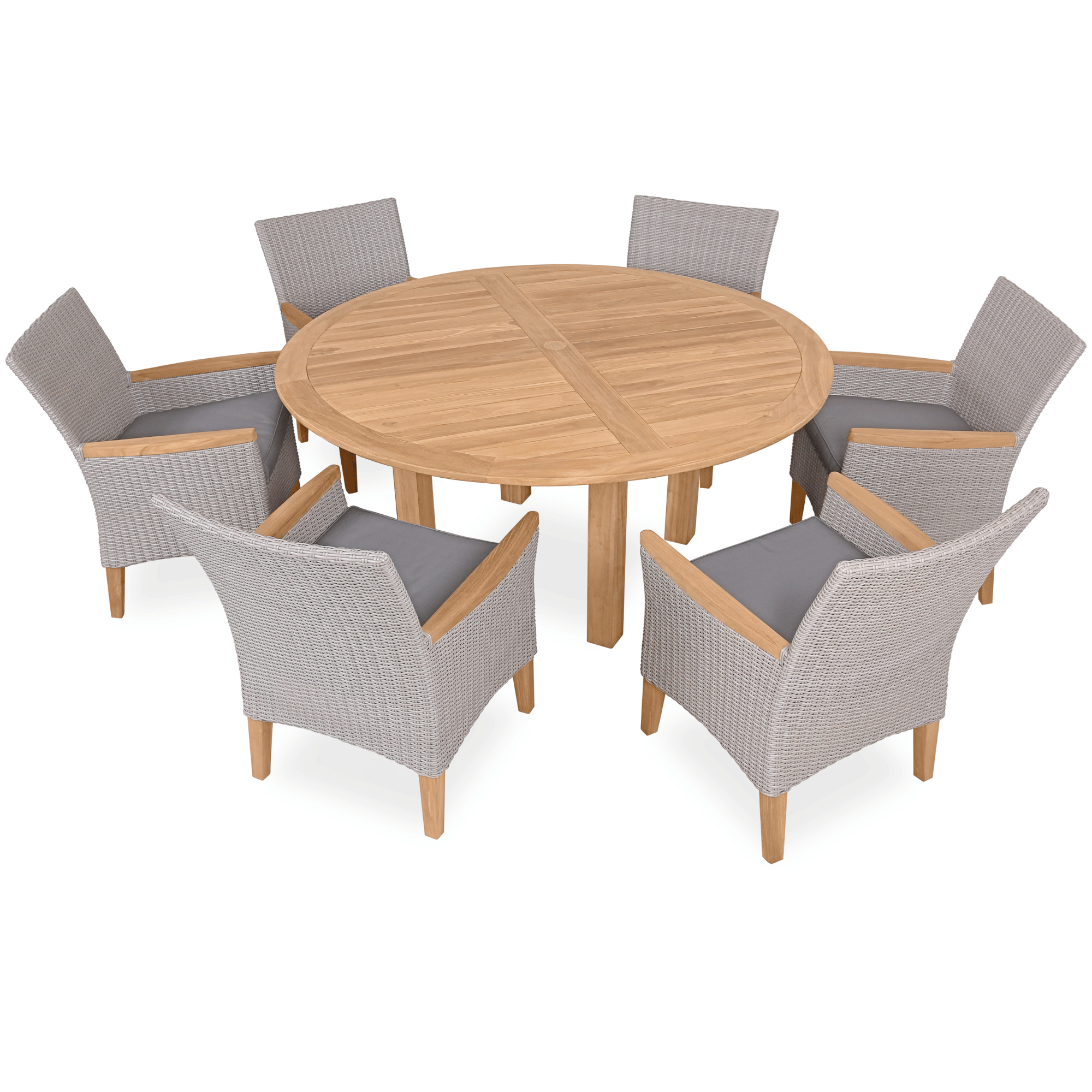 Montego 160cm Round & Florence Wicker 7pce Outdoor Dining Setting