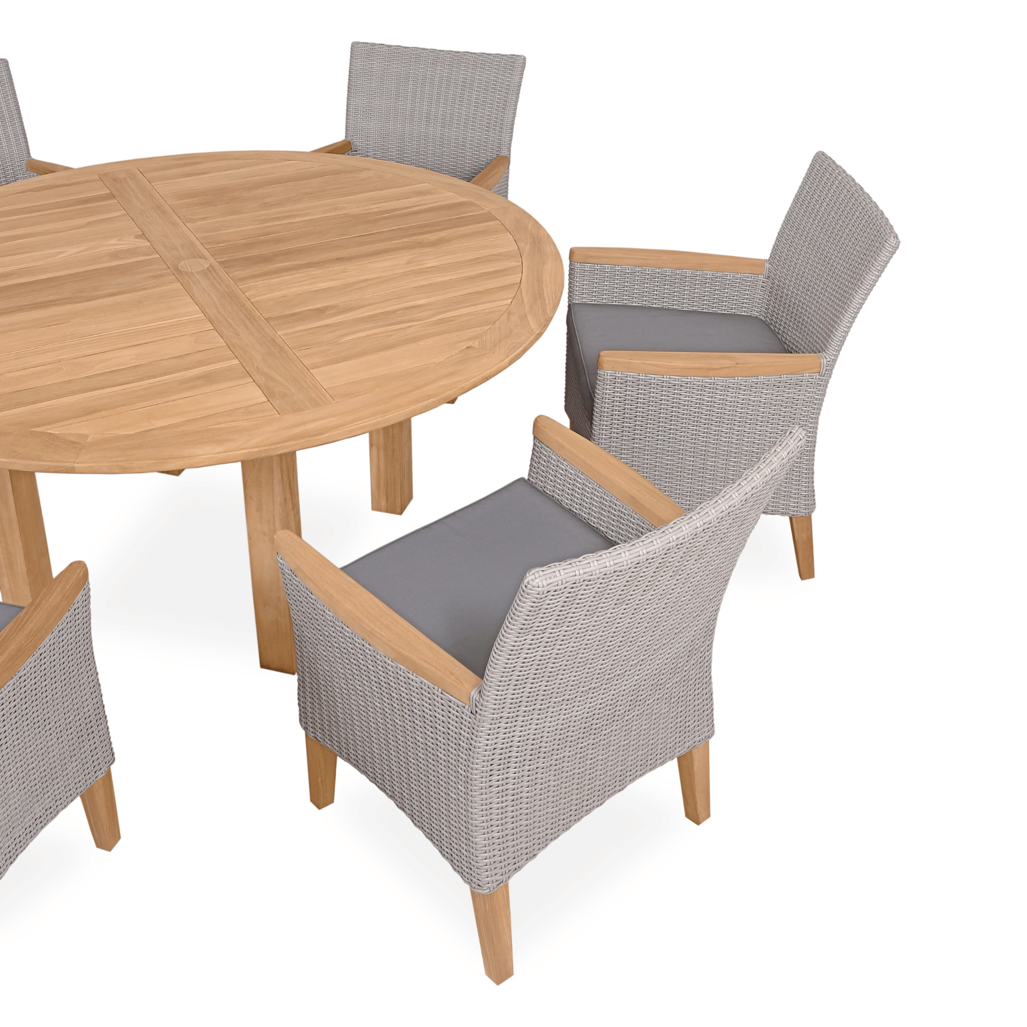 Montego 160cm Round & Florence Wicker 6pce Outdoor Dining Setting