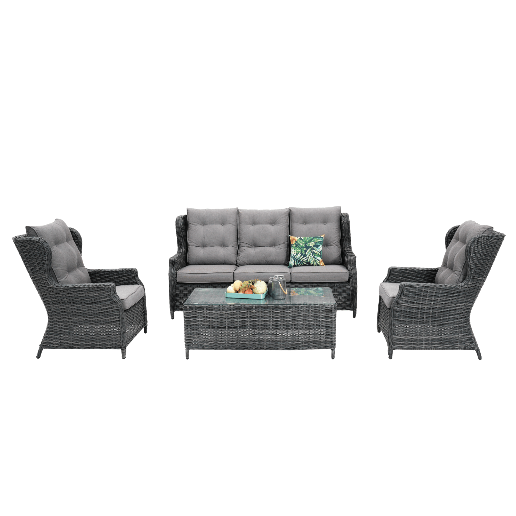 Anglesea 4-piece Wicker Outdoor Lounge Set - Castle Grey Wicker