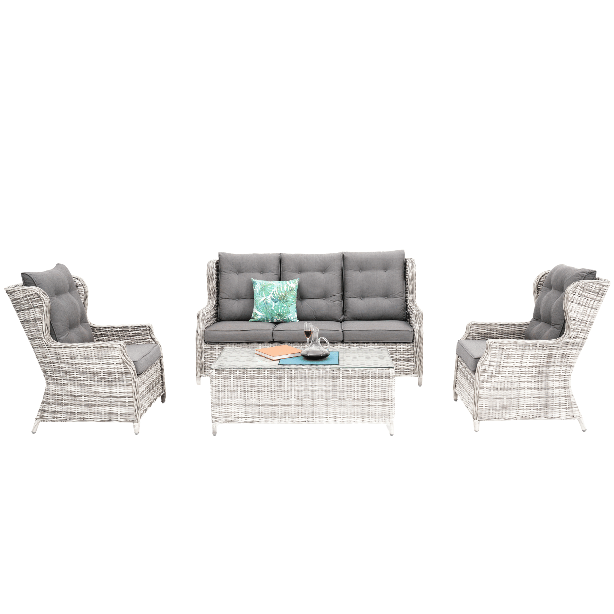 Anglesea 4-piece Wicker Outdoor Lounge Set - Zen White Wicker