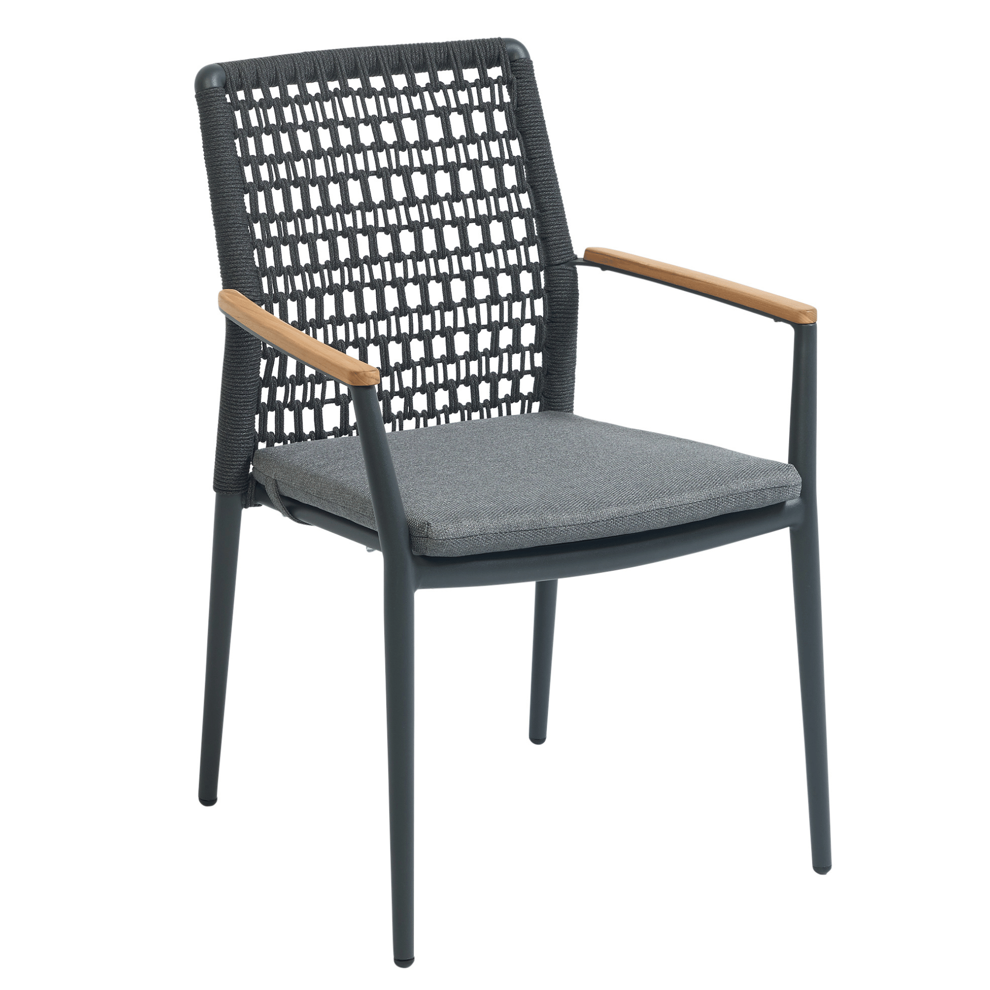 Ashton Premium Extendable Table & 8 Addis Rope Chairs - Charcoal Outdoor Dining Setting